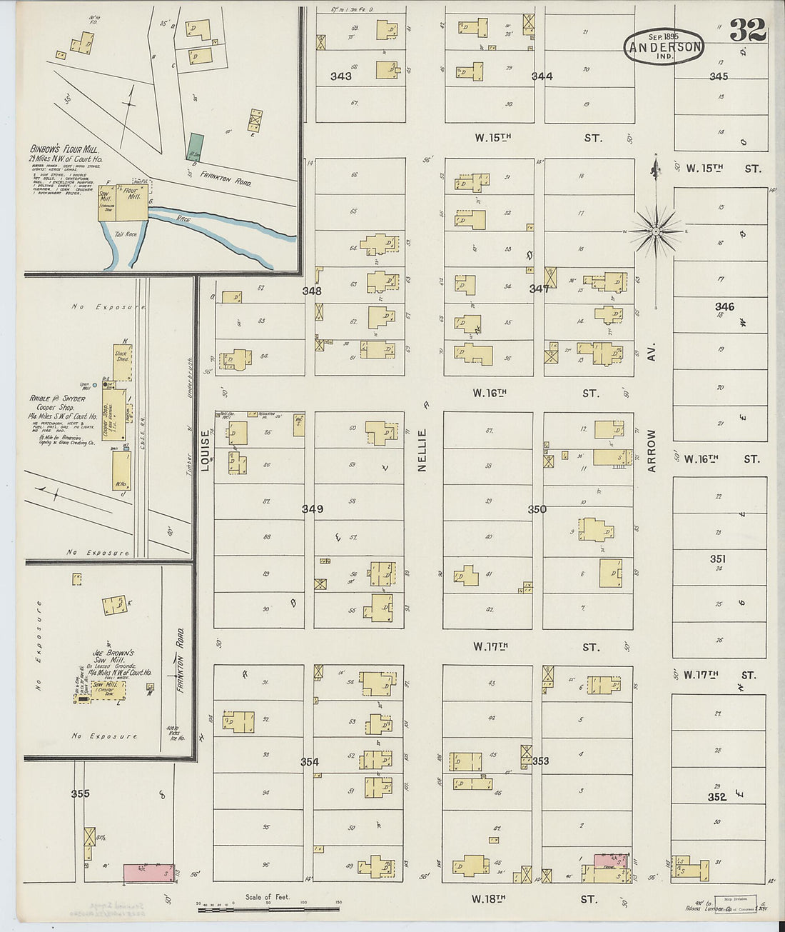 This old map of Anderson, Madison County, Indiana was created by Sanborn Map Company in 1895