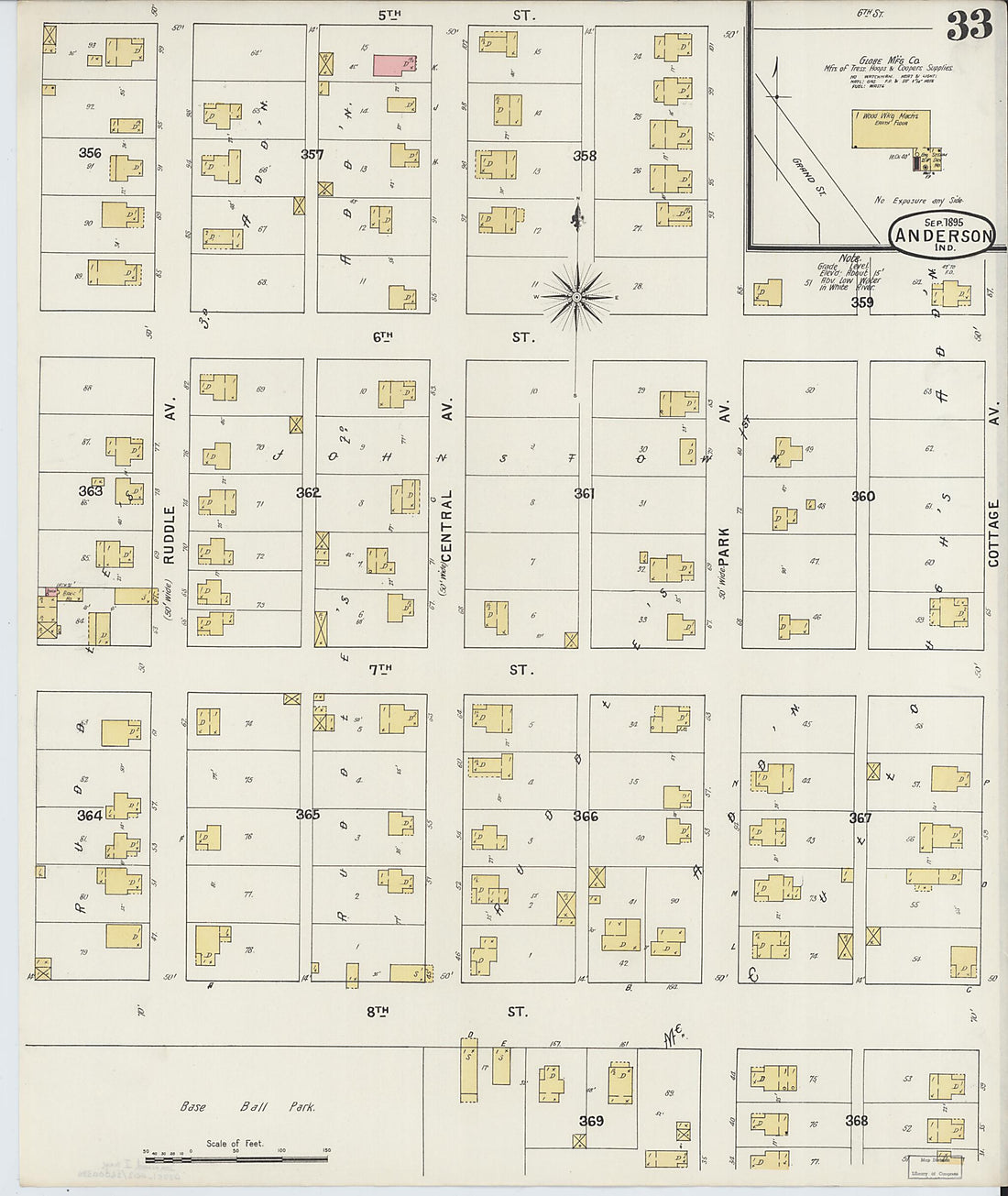 This old map of Anderson, Madison County, Indiana was created by Sanborn Map Company in 1895