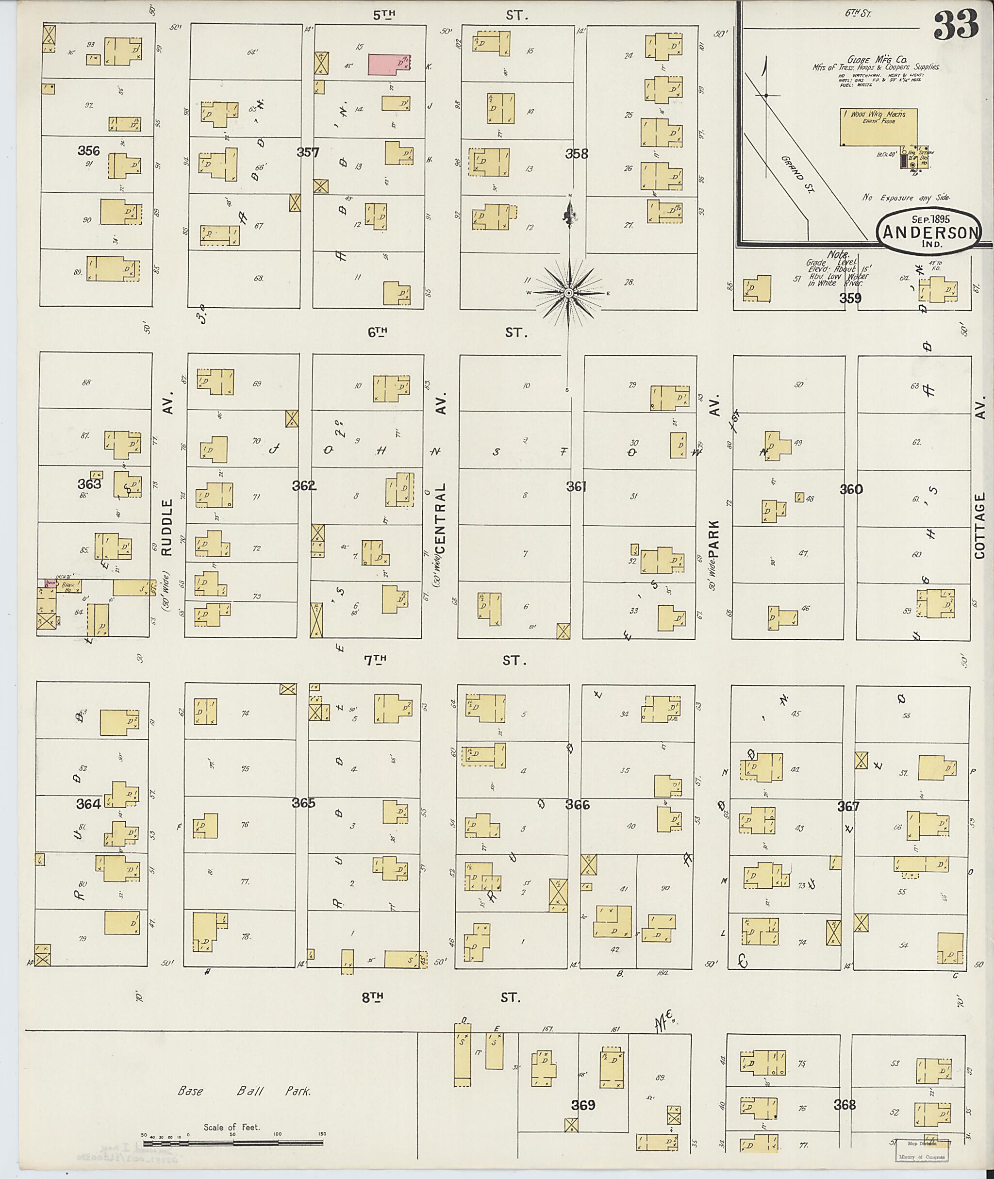 This old map of Anderson, Madison County, Indiana was created by Sanborn Map Company in 1895