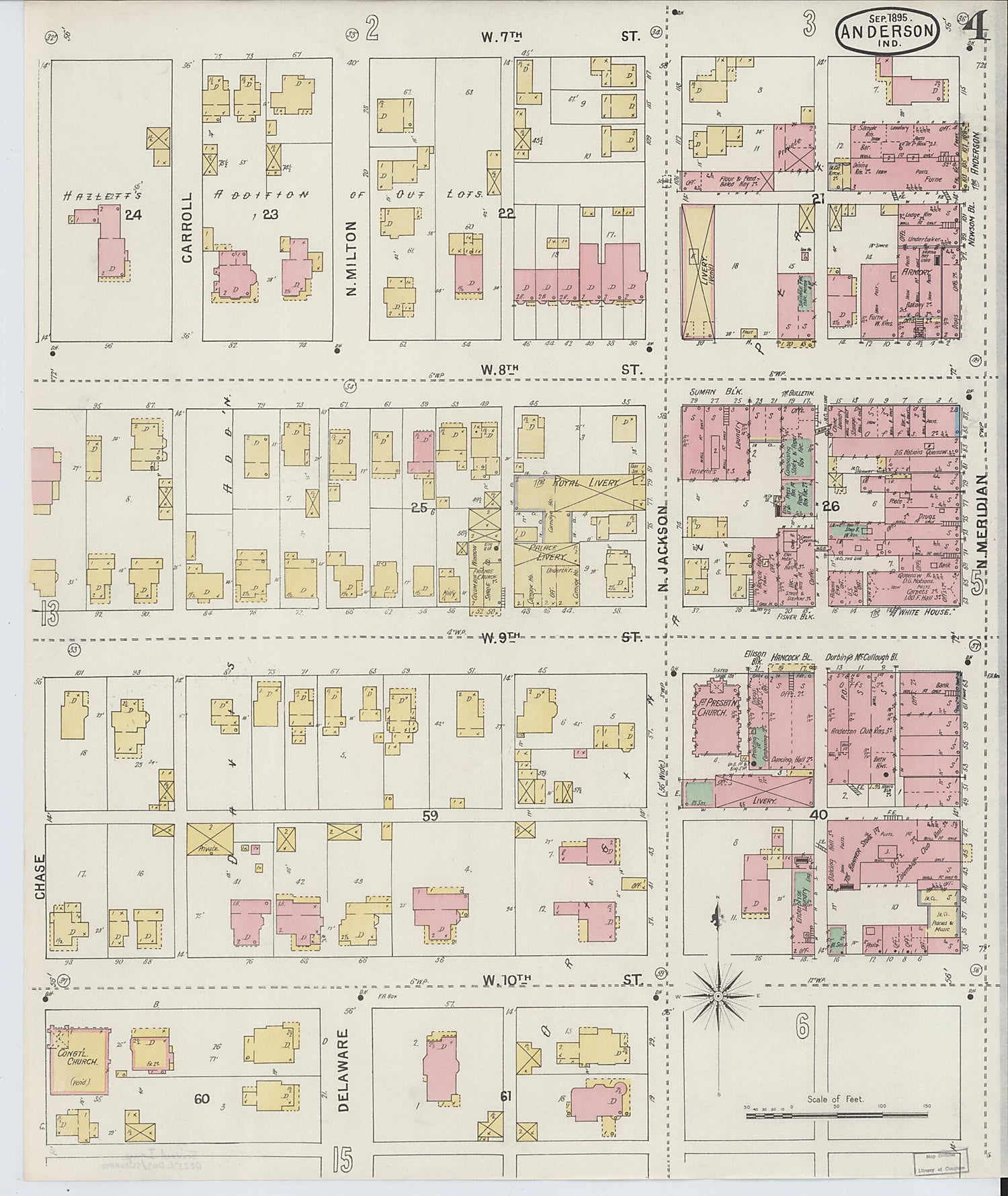 This old map of Anderson, Madison County, Indiana was created by Sanborn Map Company in 1895