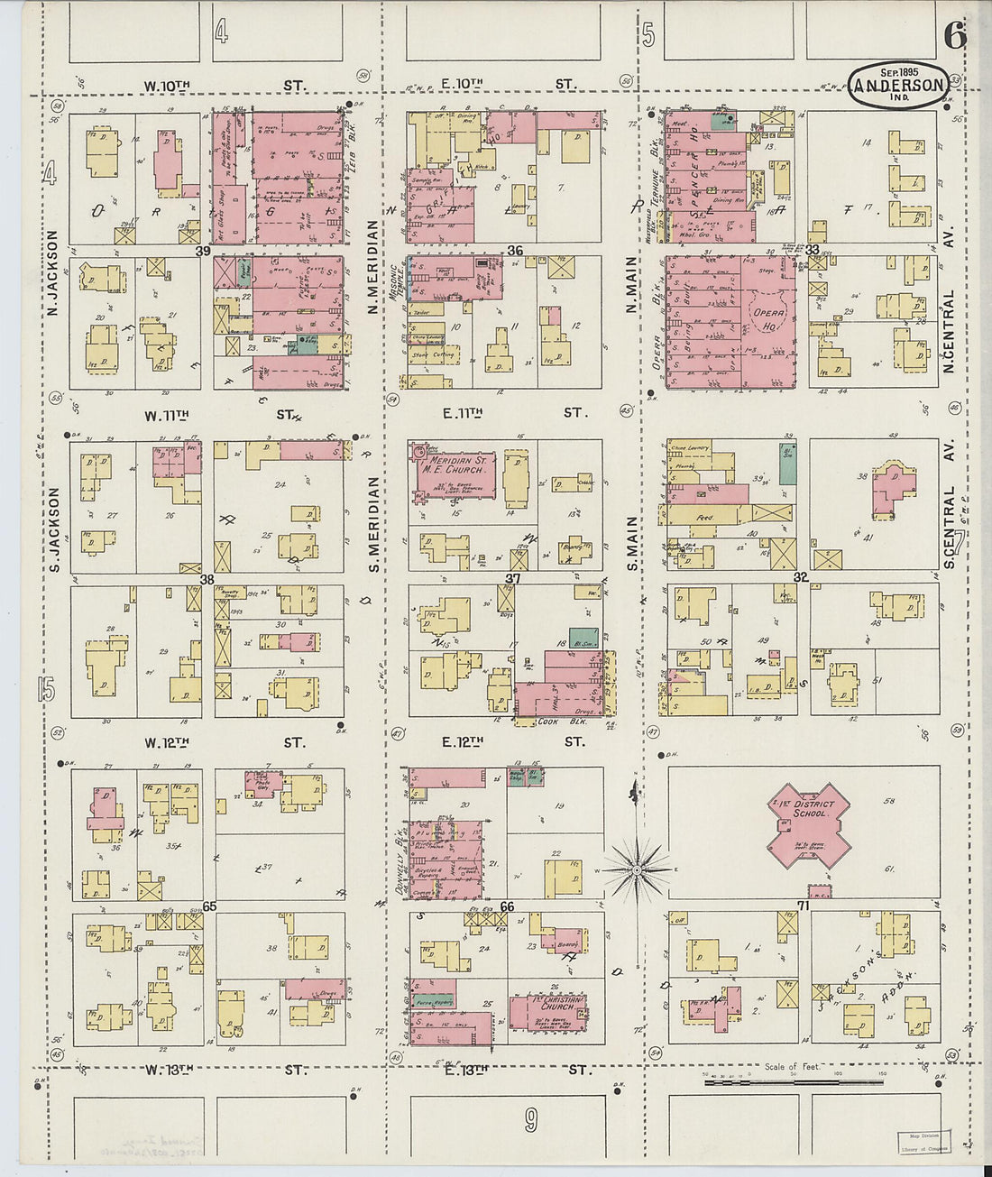 This old map of Anderson, Madison County, Indiana was created by Sanborn Map Company in 1895