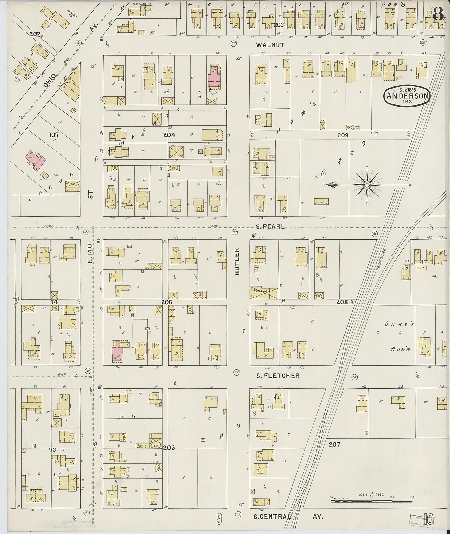 This old map of Anderson, Madison County, Indiana was created by Sanborn Map Company in 1895