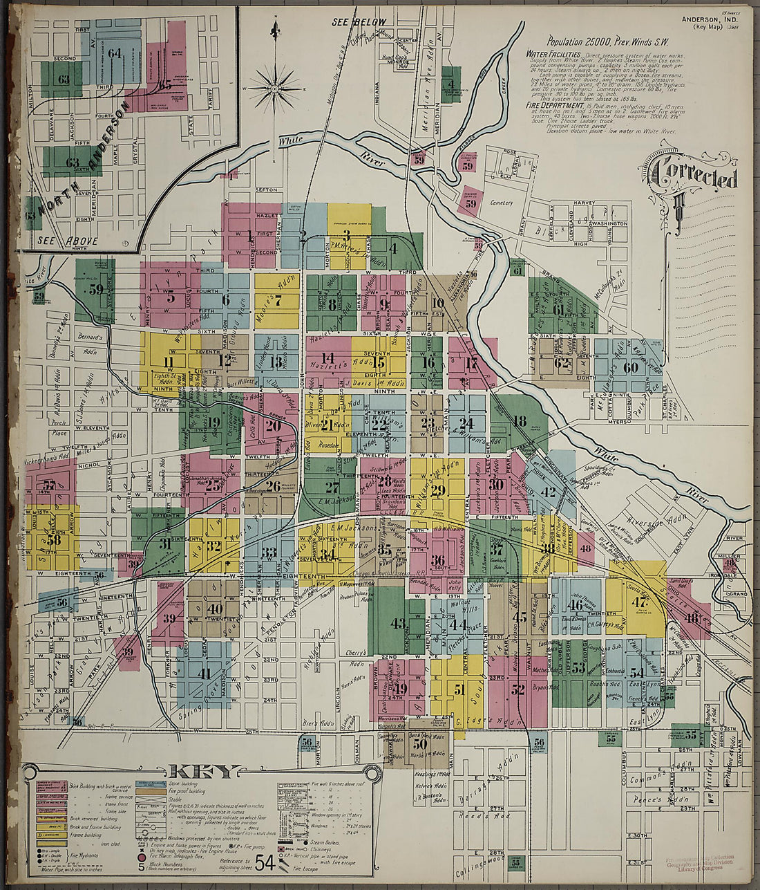 This old map of Anderson, Madison County, Indiana was created by Sanborn Map Company in 1900