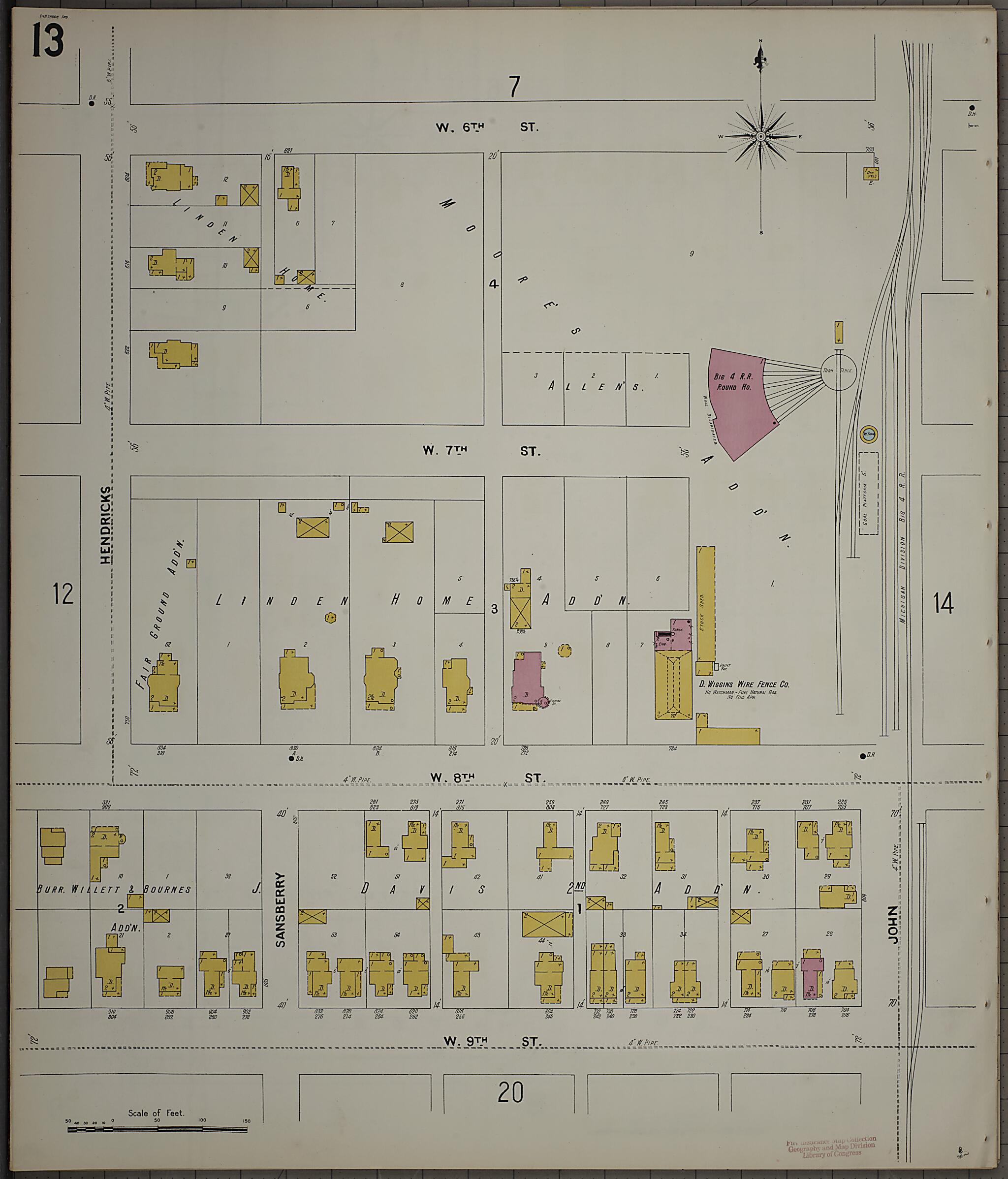 This old map of Anderson, Madison County, Indiana was created by Sanborn Map Company in 1900