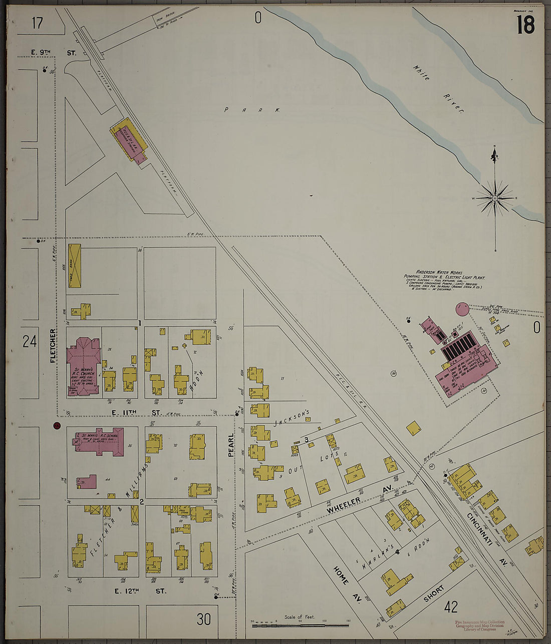 This old map of Anderson, Madison County, Indiana was created by Sanborn Map Company in 1900