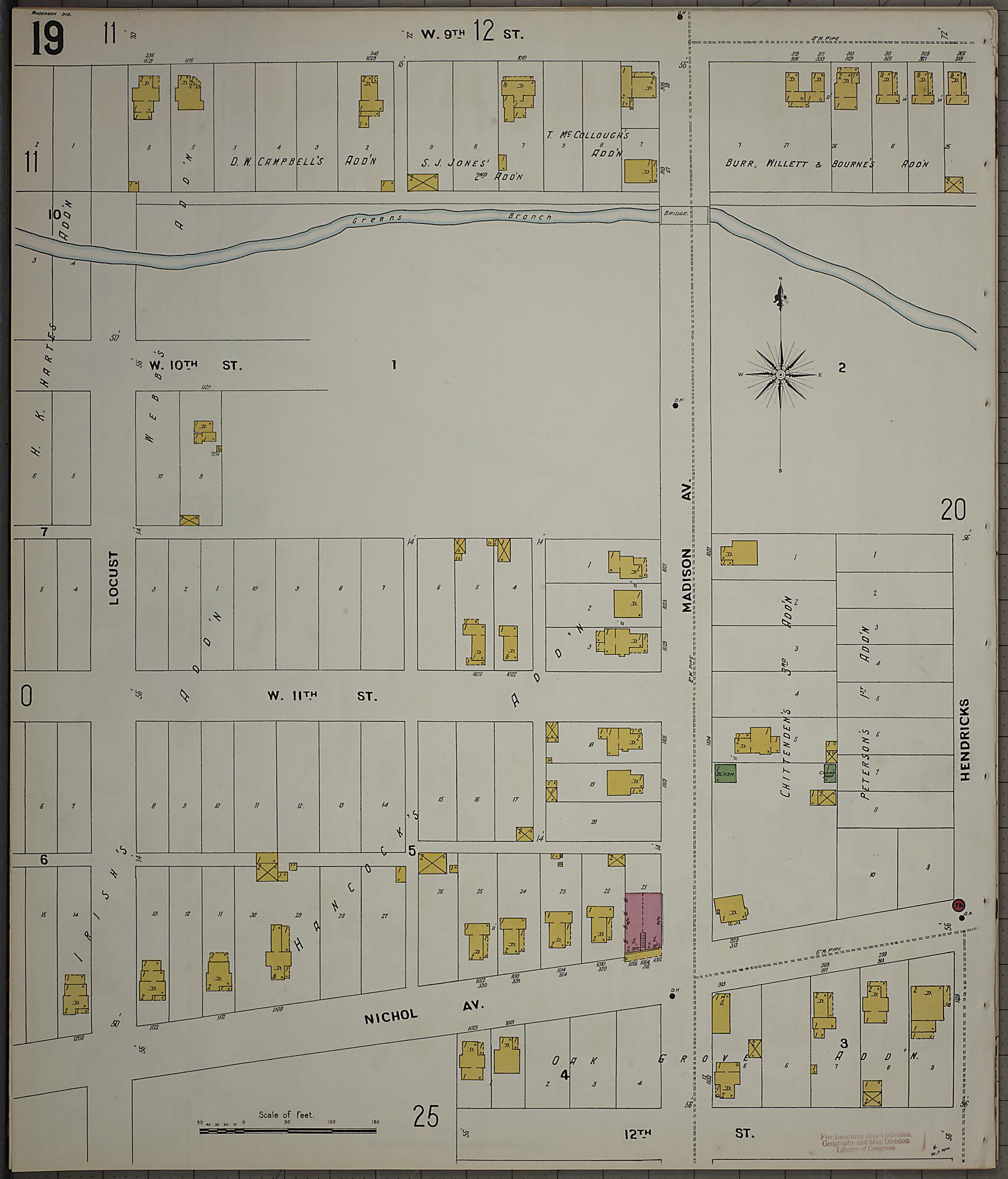 This old map of Anderson, Madison County, Indiana was created by Sanborn Map Company in 1900