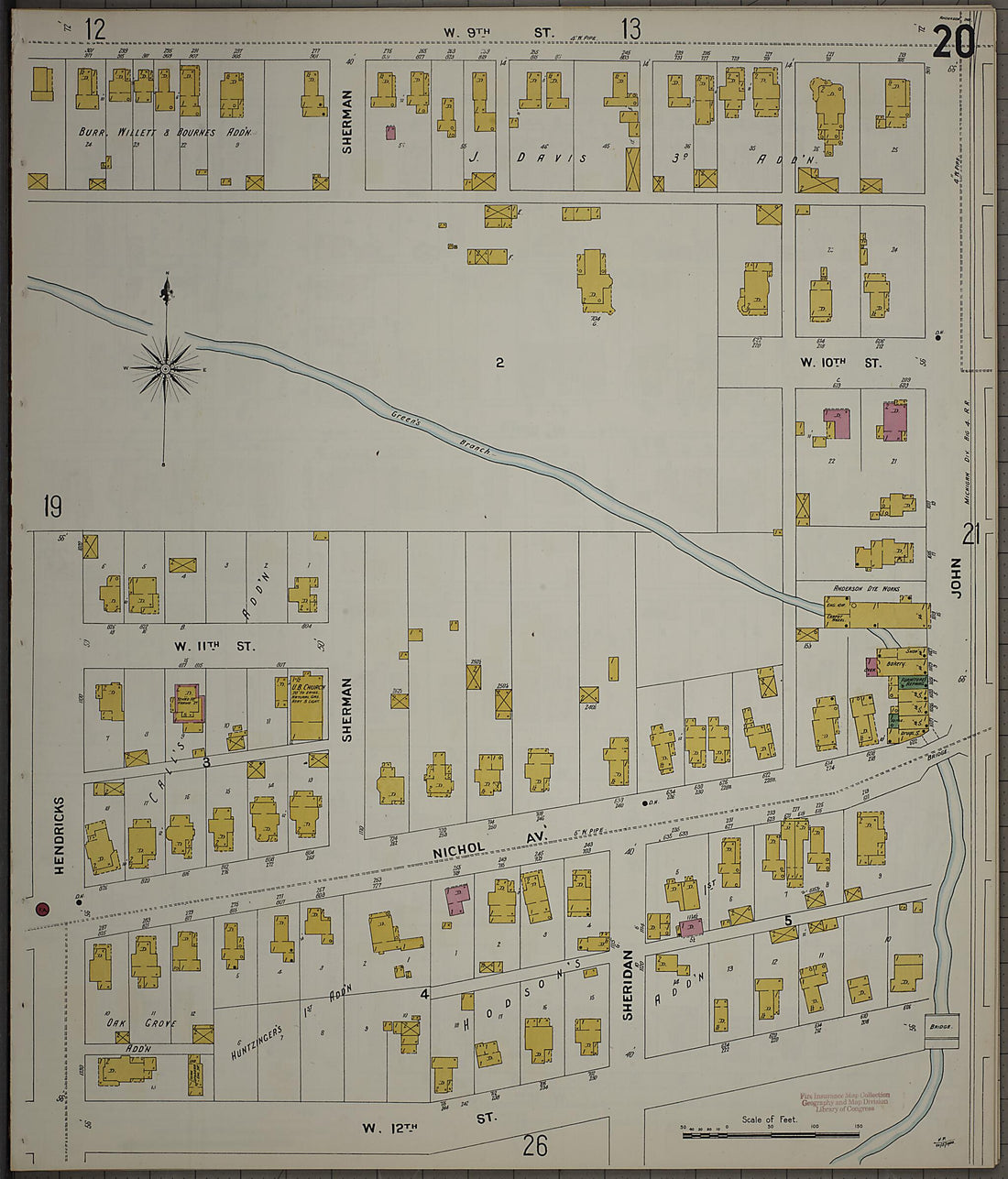 This old map of Anderson, Madison County, Indiana was created by Sanborn Map Company in 1900