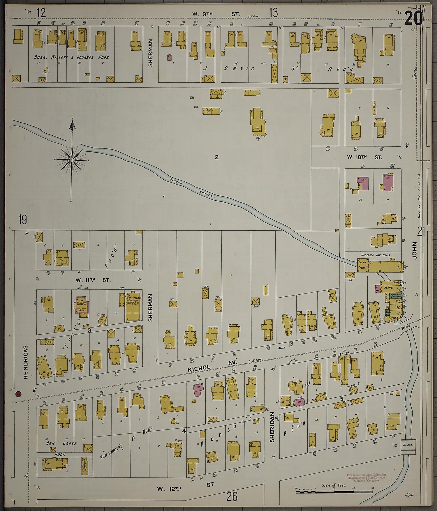 This old map of Anderson, Madison County, Indiana was created by Sanborn Map Company in 1900