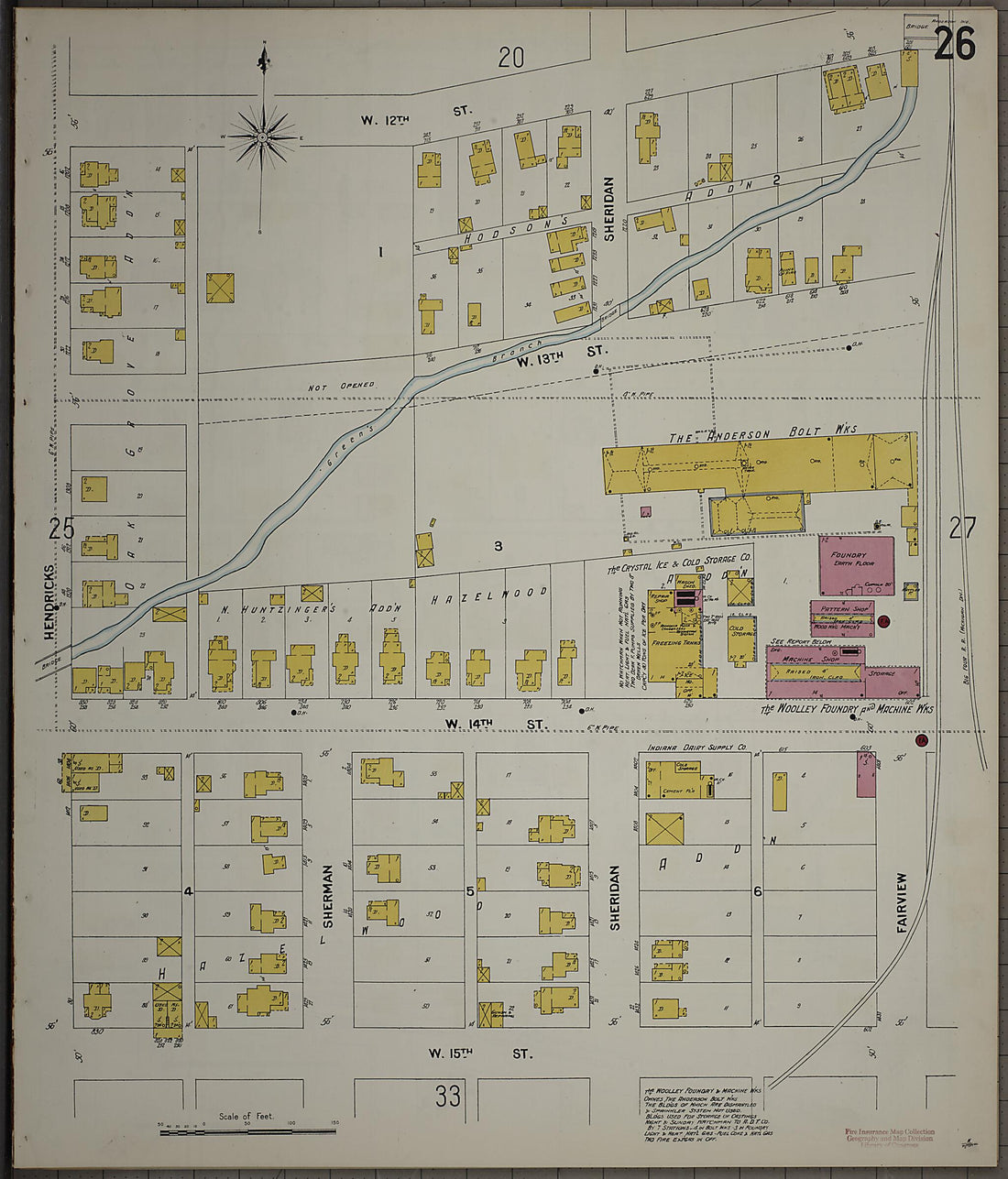 This old map of Anderson, Madison County, Indiana was created by Sanborn Map Company in 1900