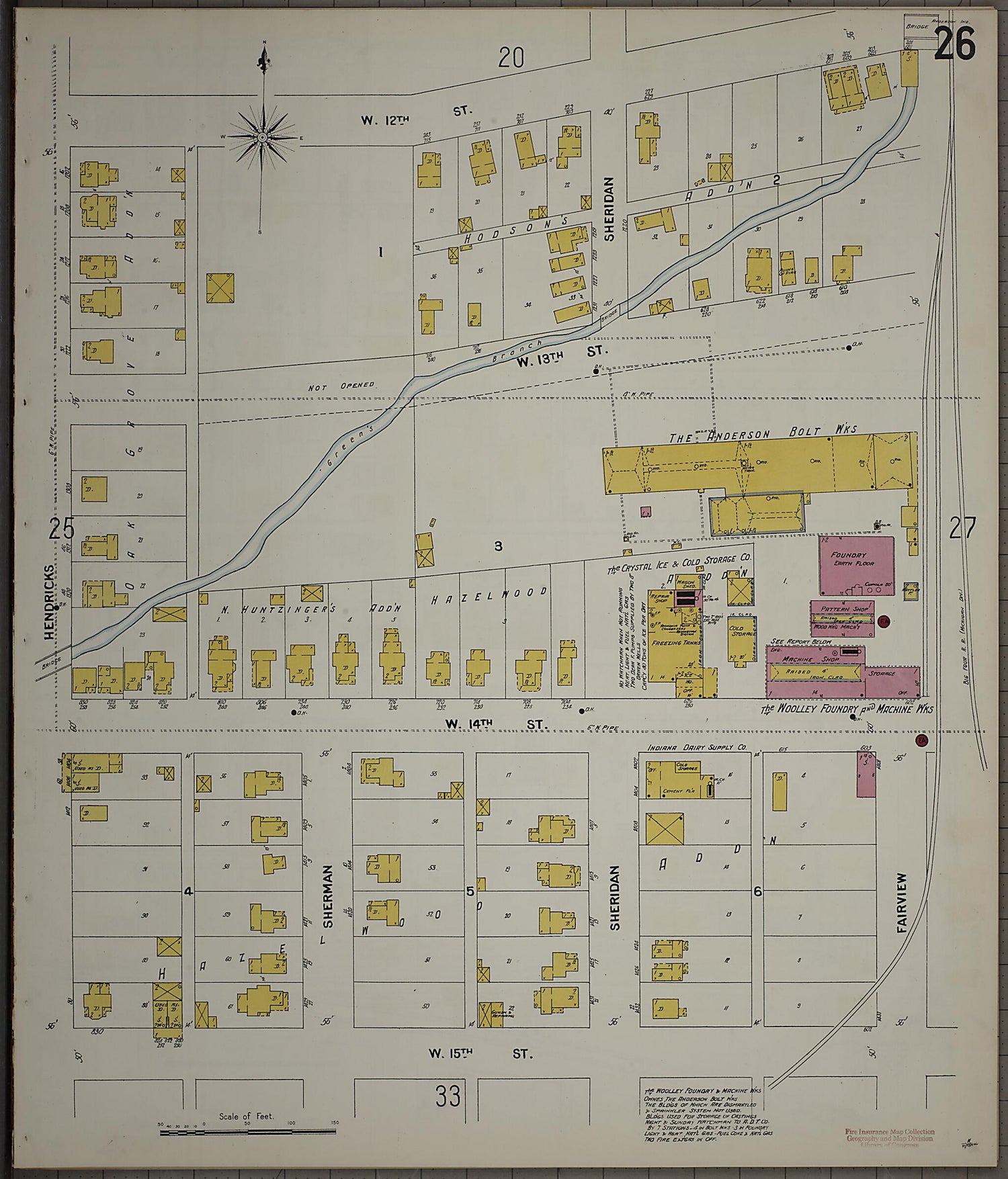 This old map of Anderson, Madison County, Indiana was created by Sanborn Map Company in 1900