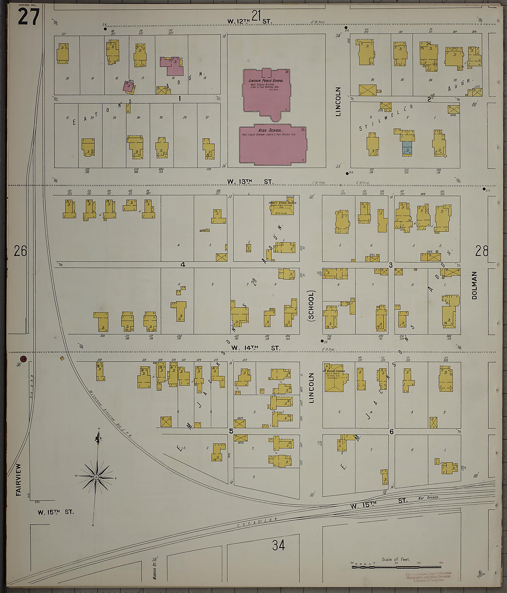 This old map of Anderson, Madison County, Indiana was created by Sanborn Map Company in 1900