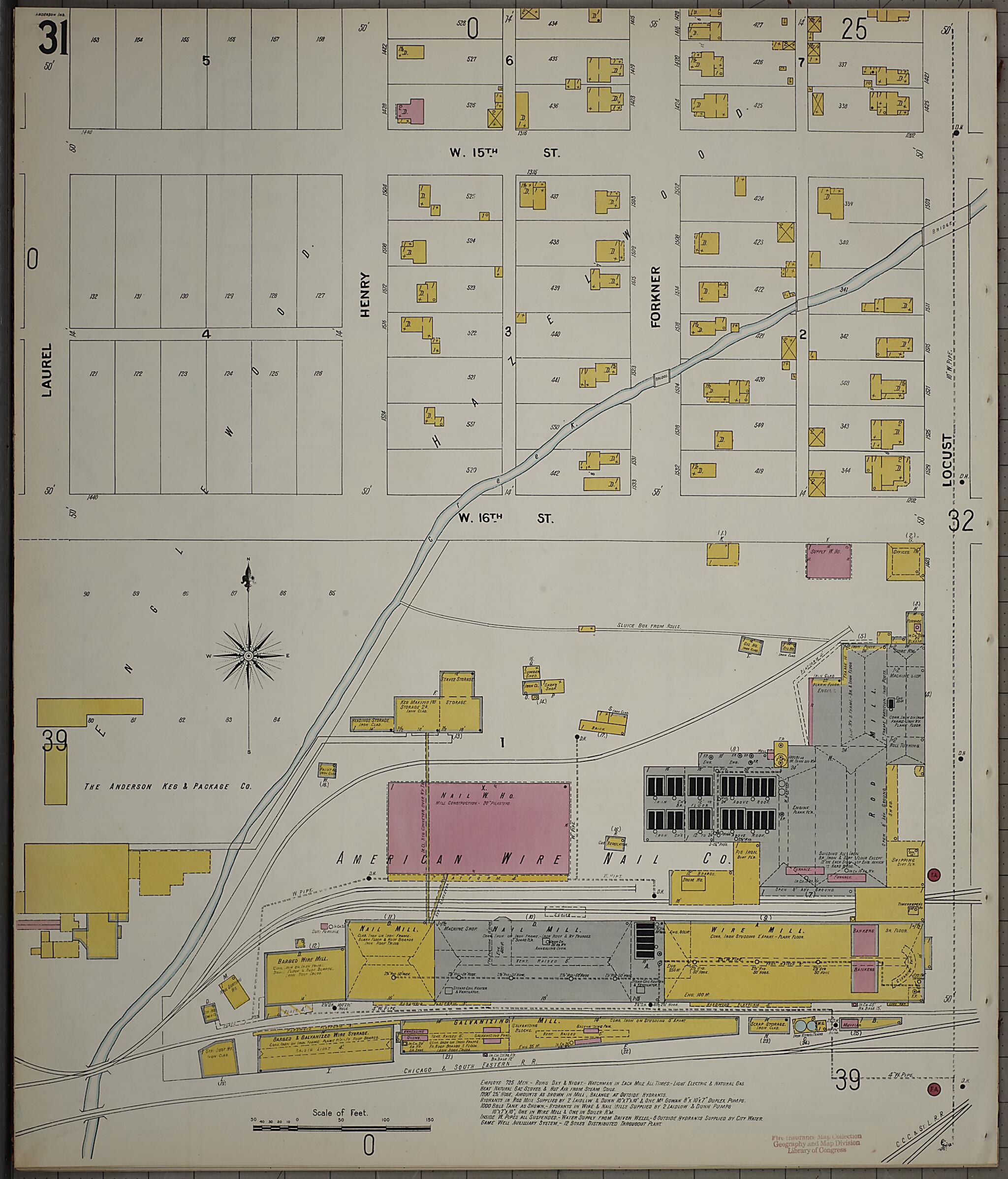 This old map of Anderson, Madison County, Indiana was created by Sanborn Map Company in 1900