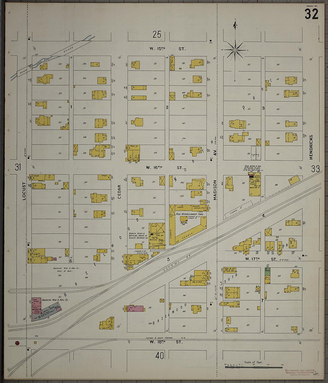 This old map of Anderson, Madison County, Indiana was created by Sanborn Map Company in 1900