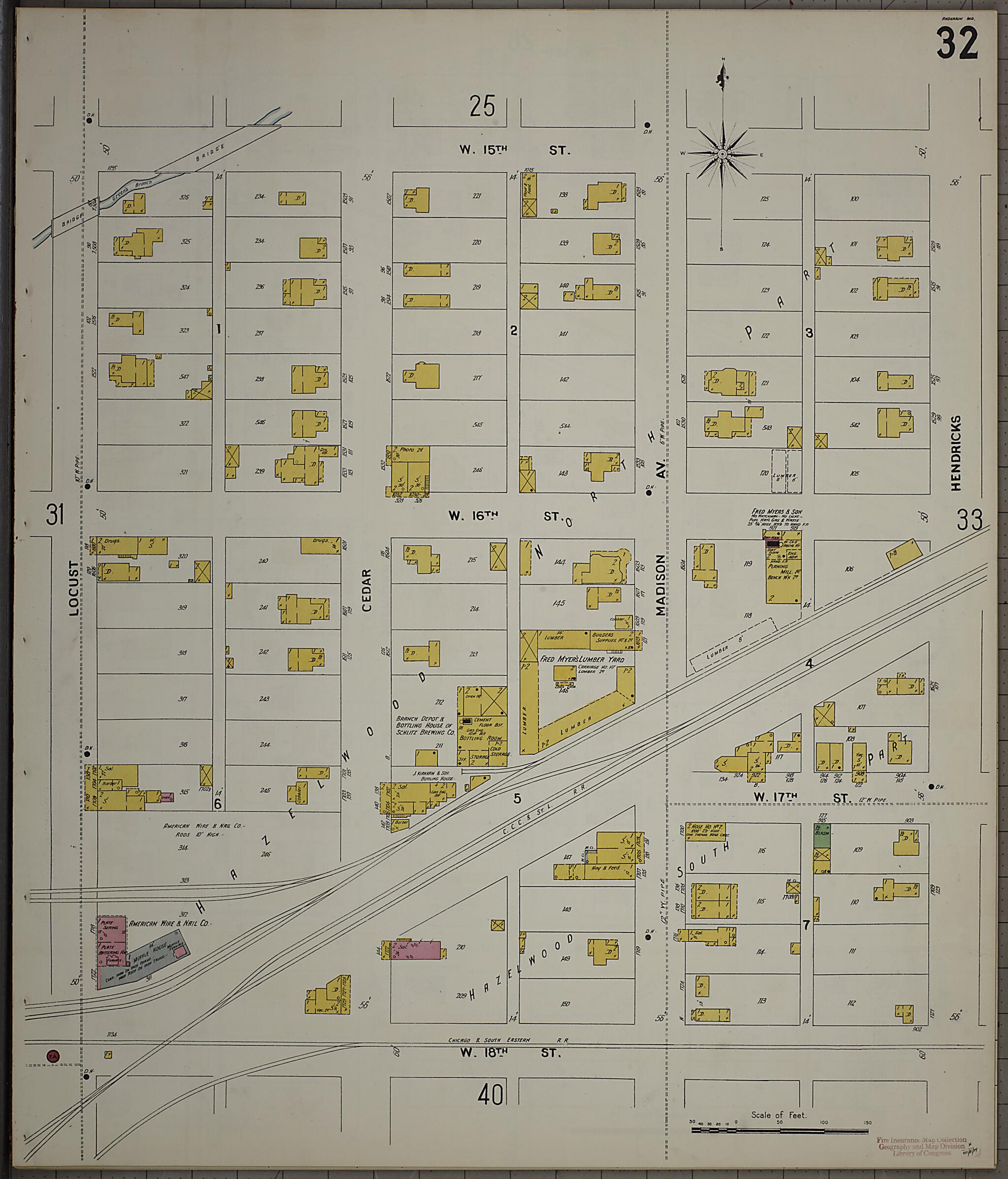 This old map of Anderson, Madison County, Indiana was created by Sanborn Map Company in 1900