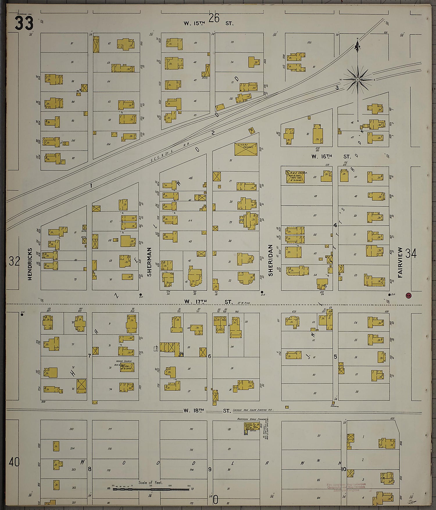 This old map of Anderson, Madison County, Indiana was created by Sanborn Map Company in 1900