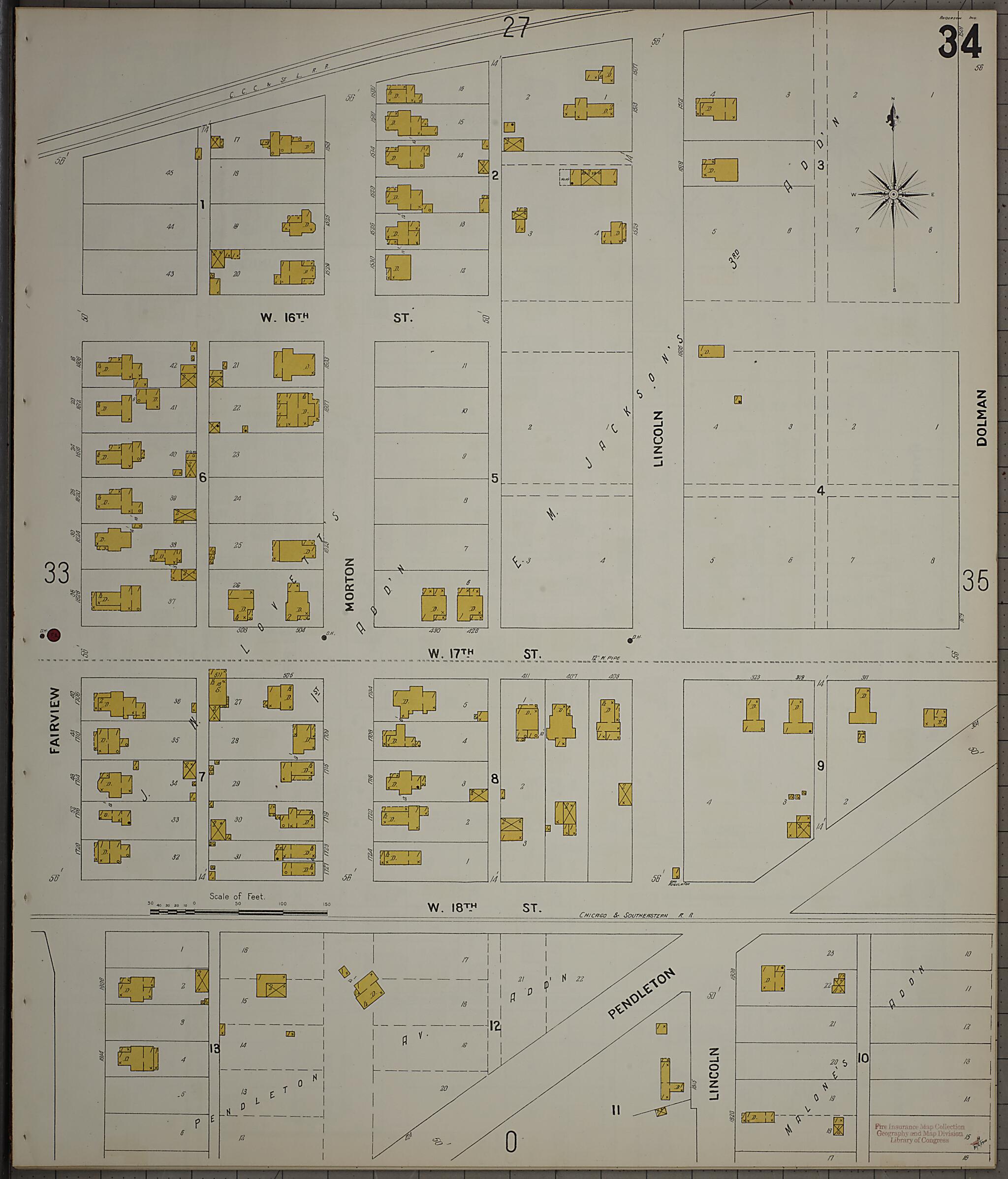 This old map of Anderson, Madison County, Indiana was created by Sanborn Map Company in 1900