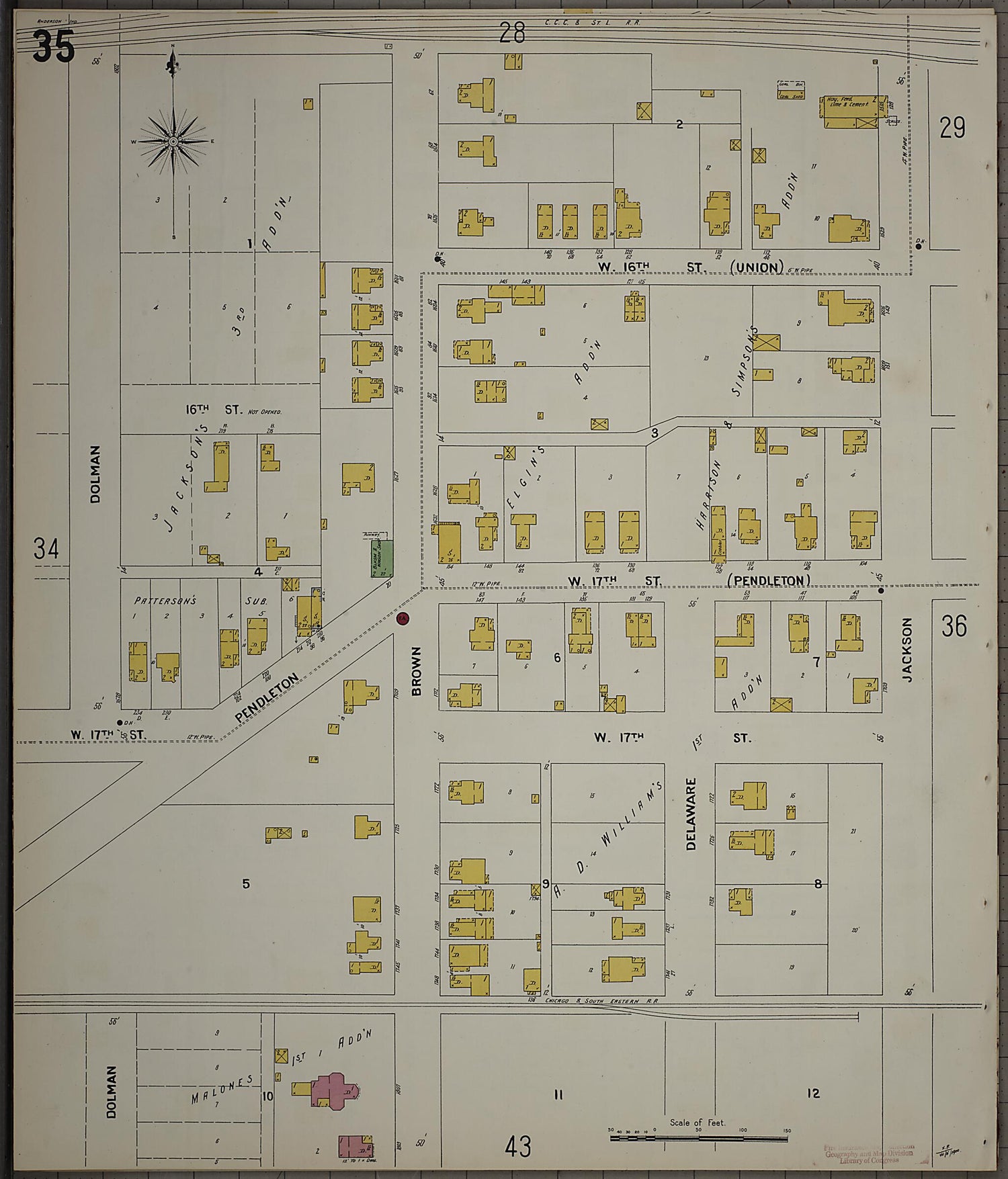 This old map of Anderson, Madison County, Indiana was created by Sanborn Map Company in 1900