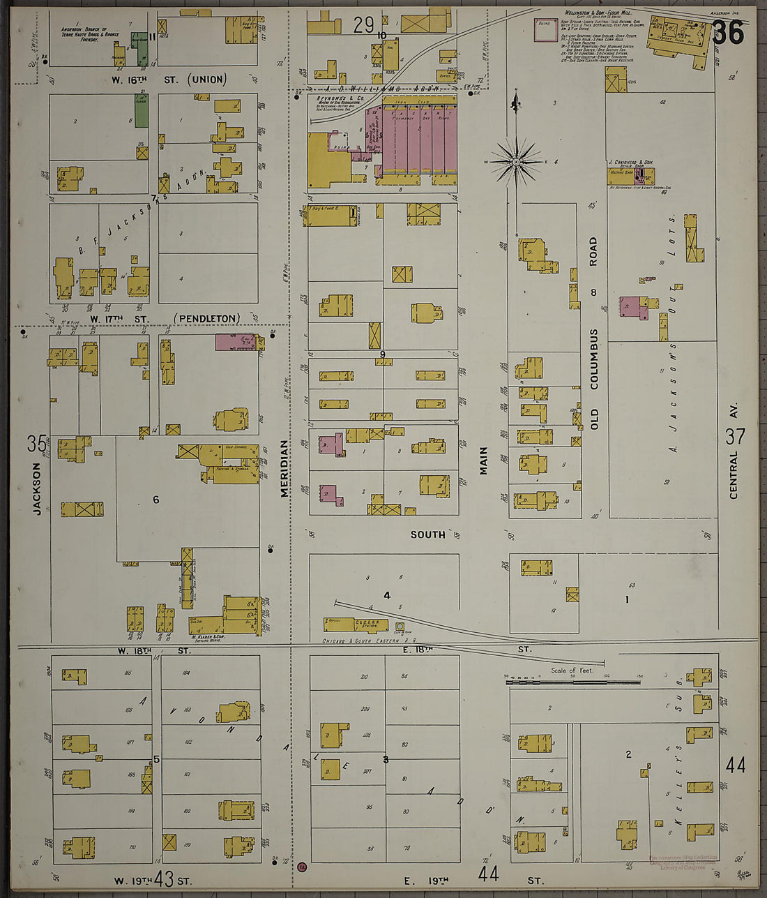 This old map of Anderson, Madison County, Indiana was created by Sanborn Map Company in 1900