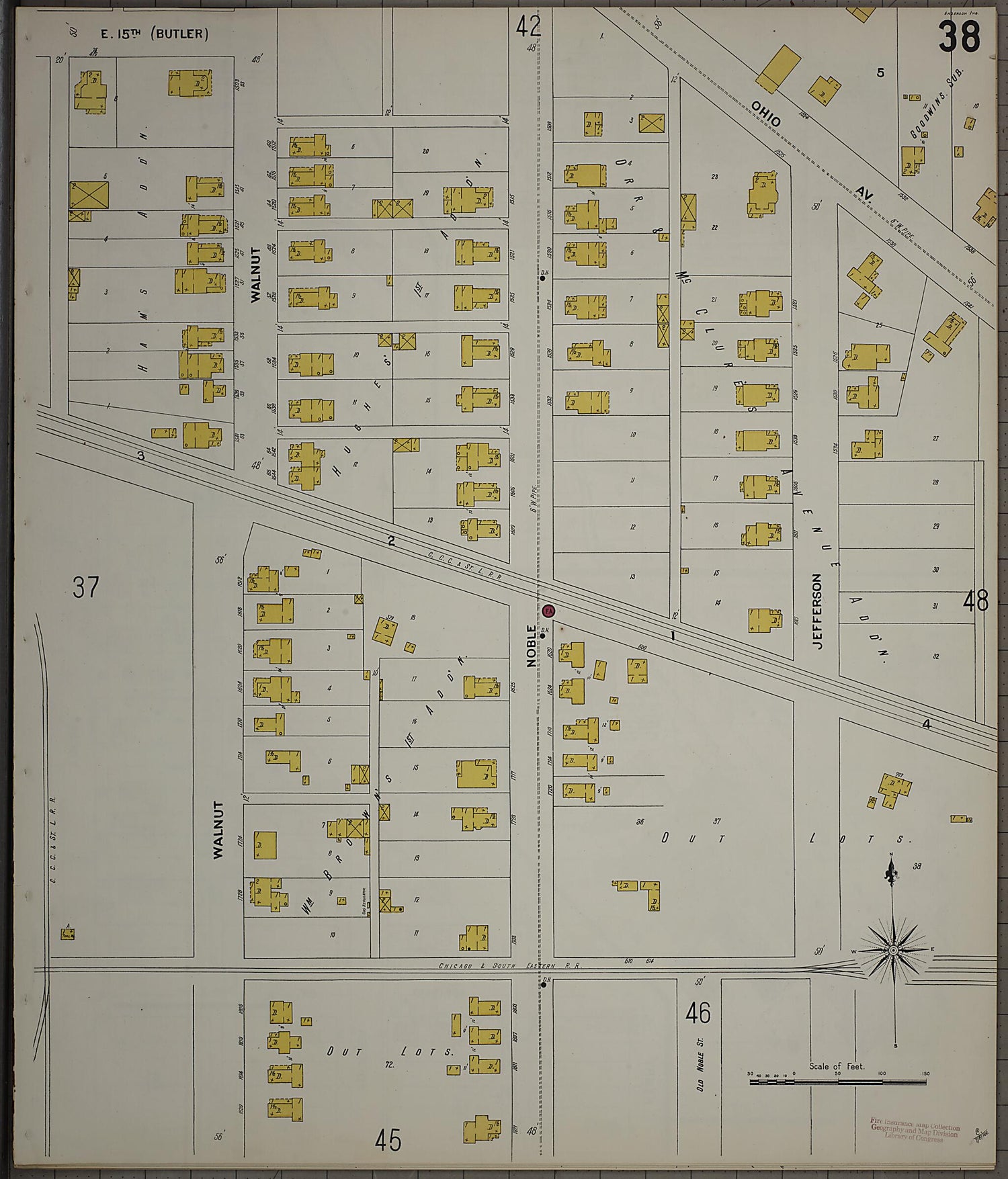 This old map of Anderson, Madison County, Indiana was created by Sanborn Map Company in 1900