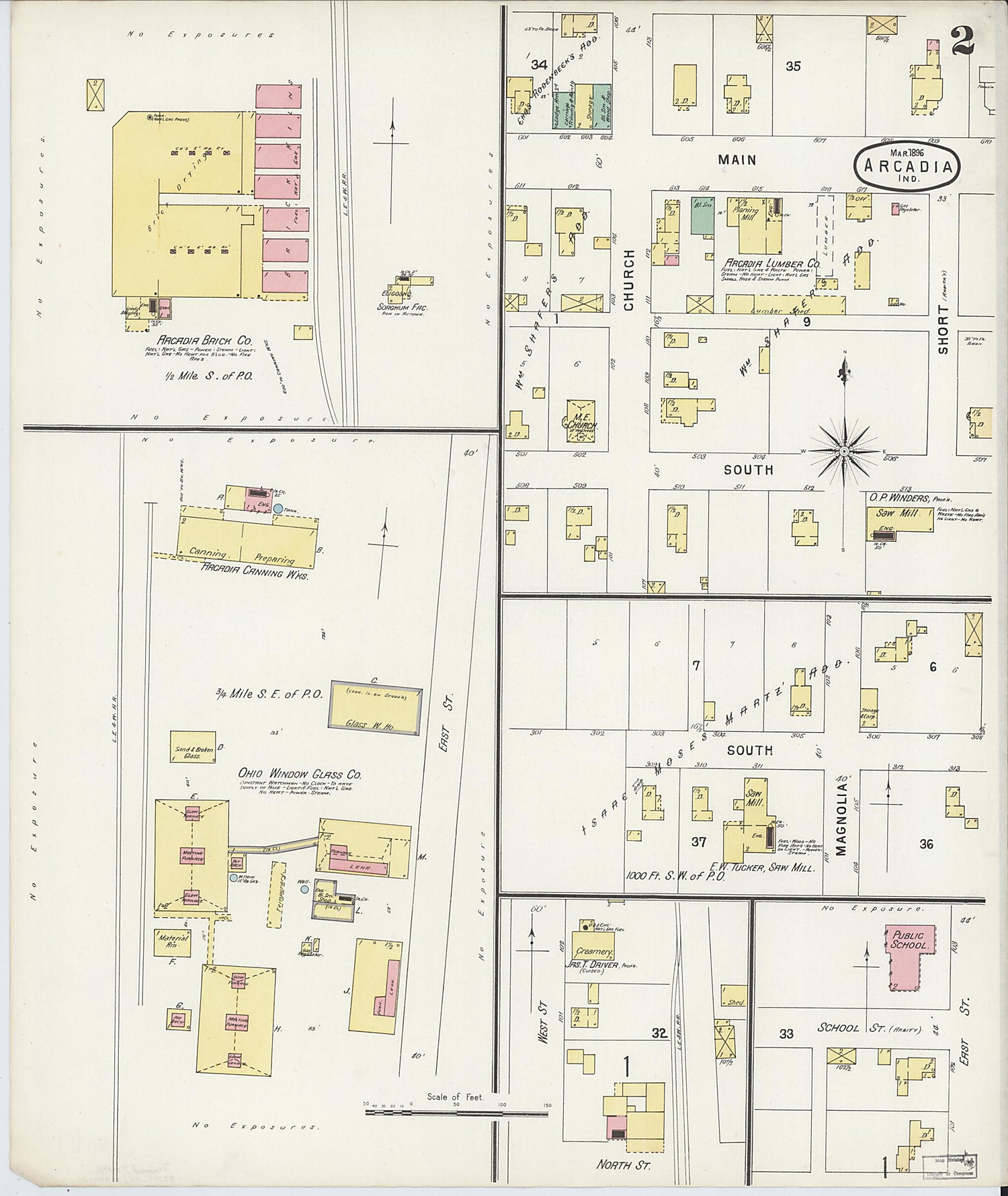 This old map of Arcadia, Hamilton County, Indiana was created by Sanborn Map Company in 1896