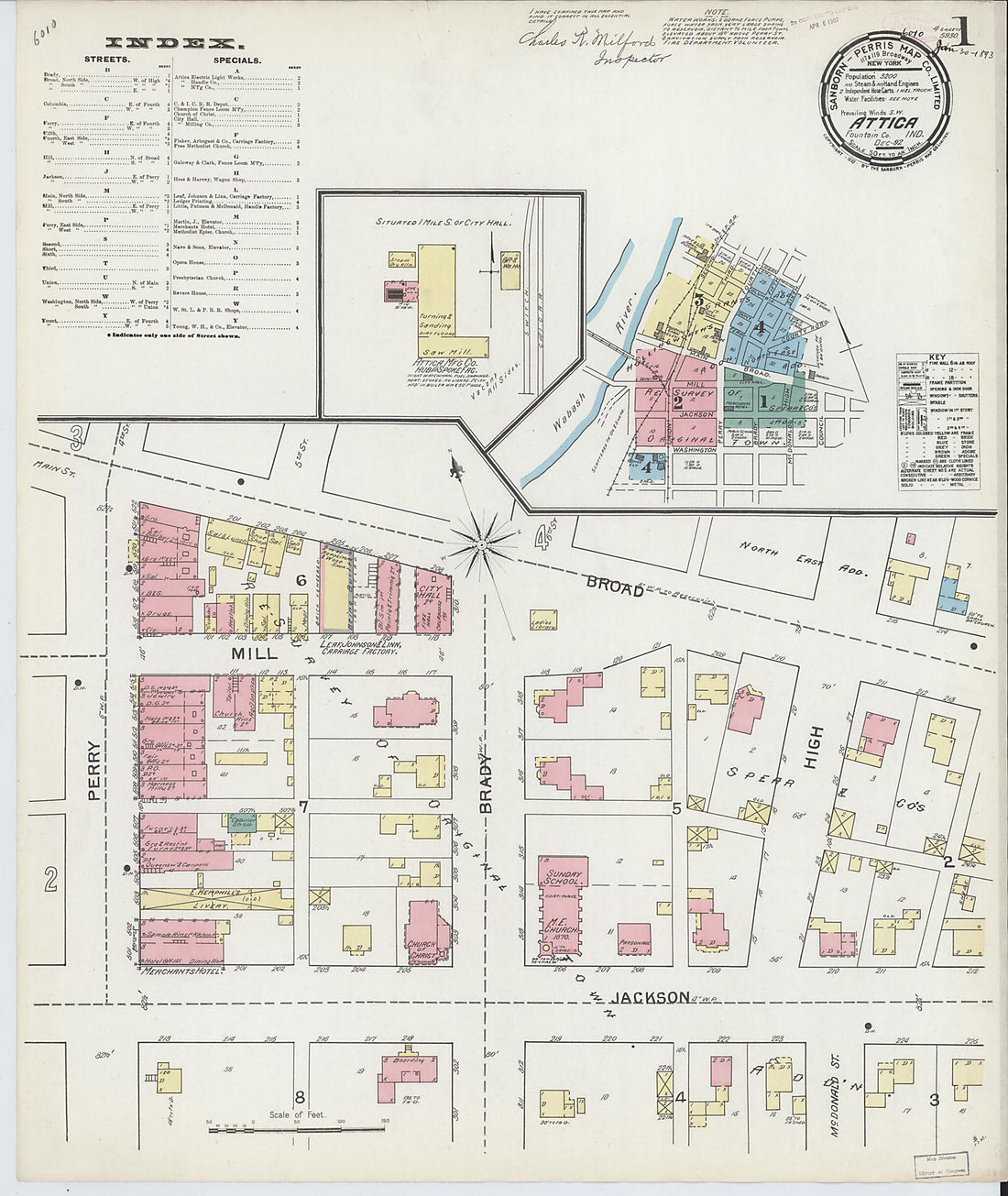 This old map of Attica, Fountain County, Indiana was created by Sanborn Map Company in 1892