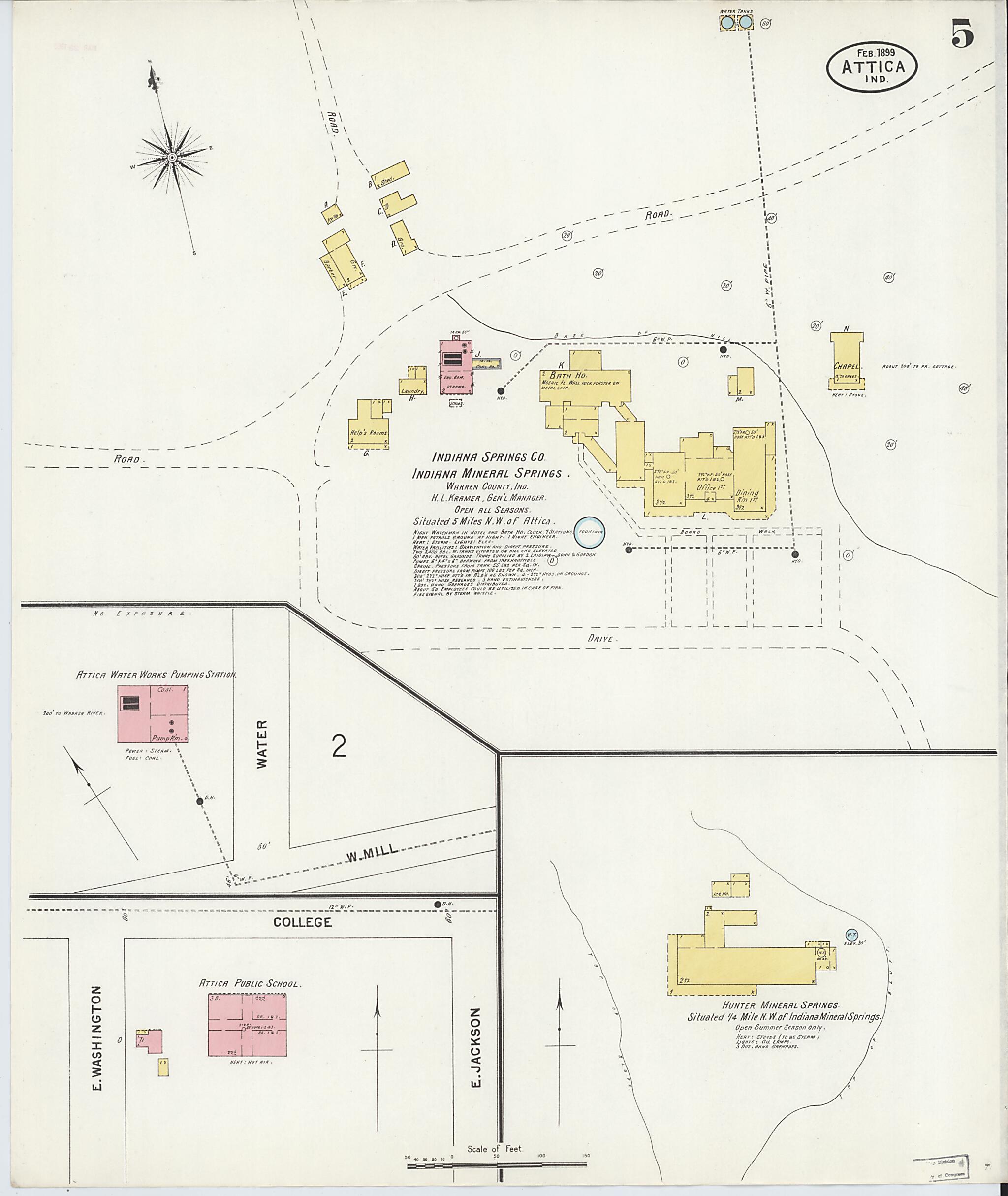 This old map of Attica, Fountain County, Indiana was created by Sanborn Map Company in 1899