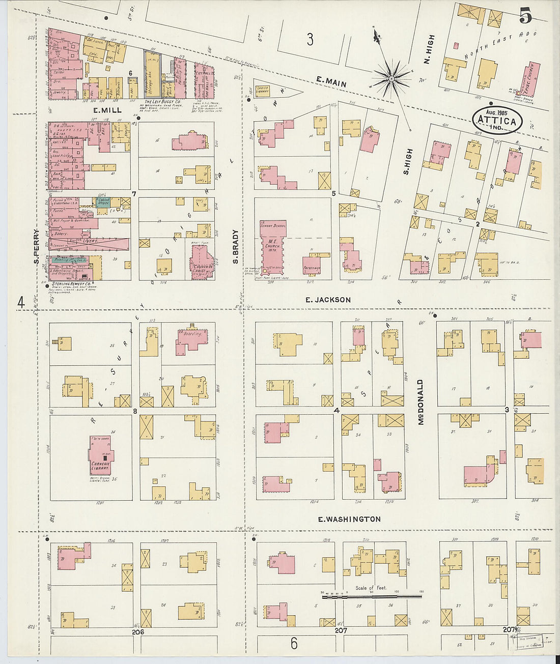 This old map of Attica, Fountain County, Indiana was created by Sanborn Map Company in 1905