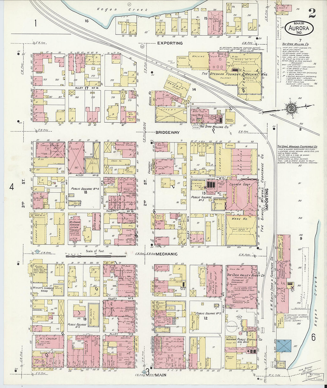 This old map of Aurora, Dearborn County, Indiana was created by Sanborn Map Company in 1911