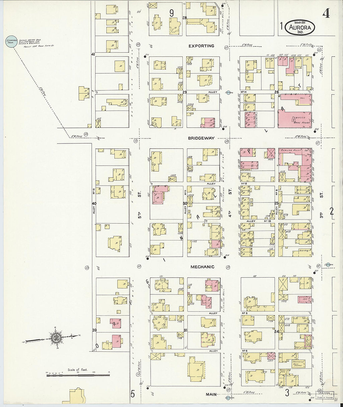 This old map of Aurora, Dearborn County, Indiana was created by Sanborn Map Company in 1911