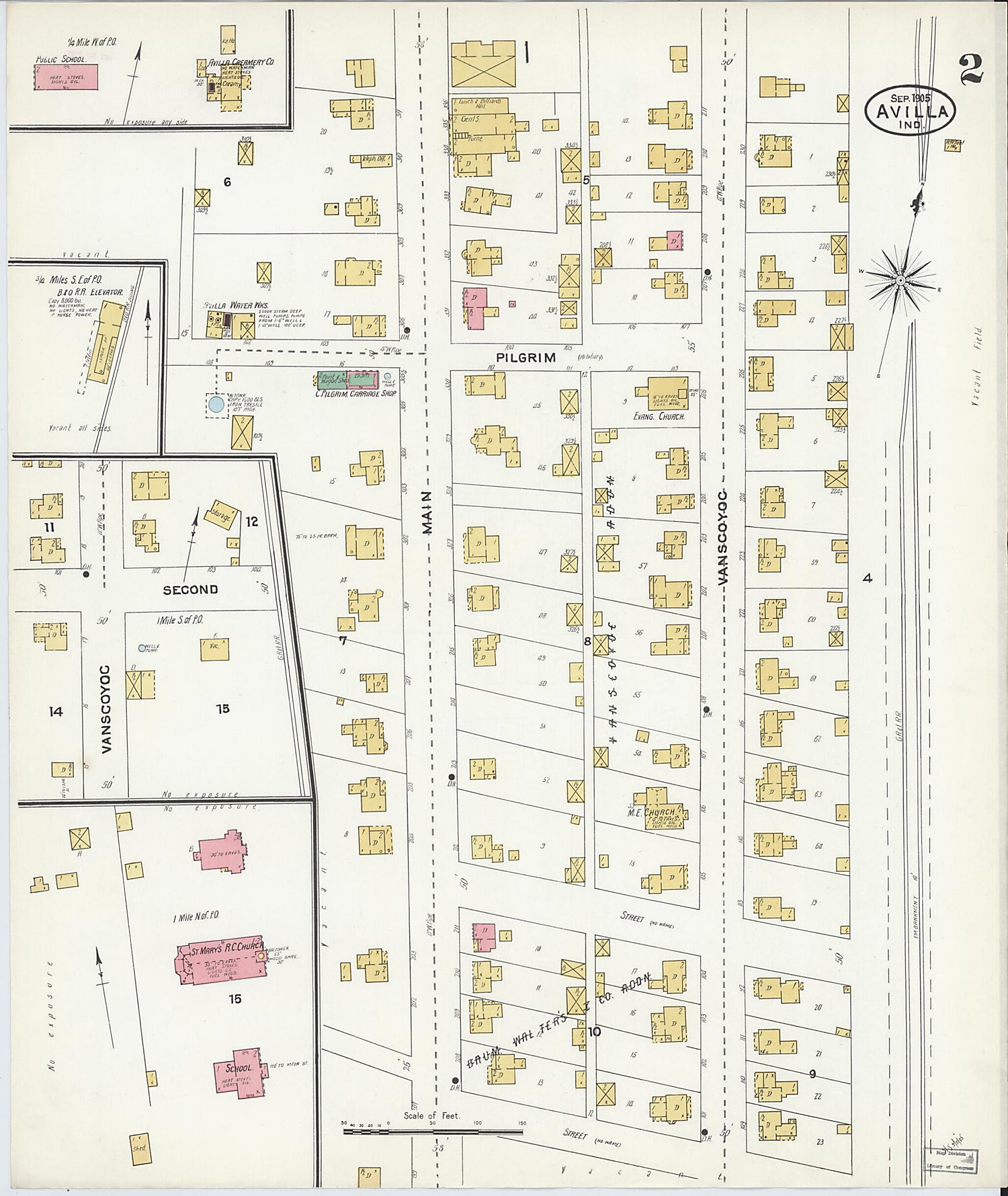 This old map of Avilla, Noble County, Indiana was created by Sanborn Map Company in 1905