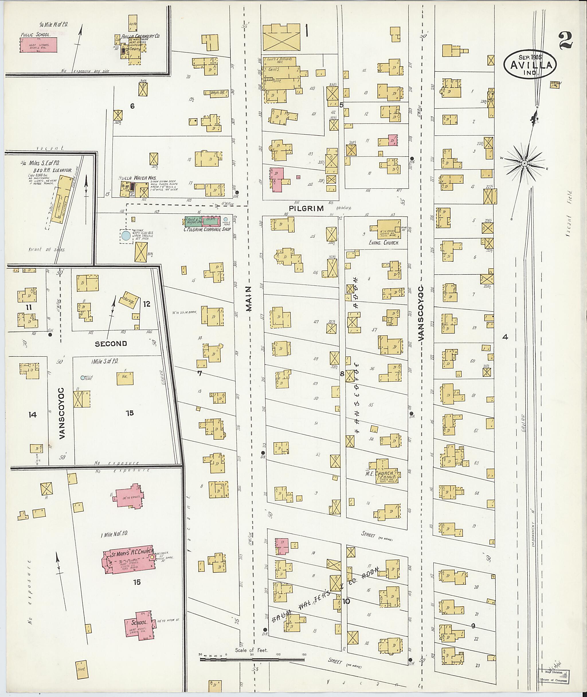 This old map of Avilla, Noble County, Indiana was created by Sanborn Map Company in 1905