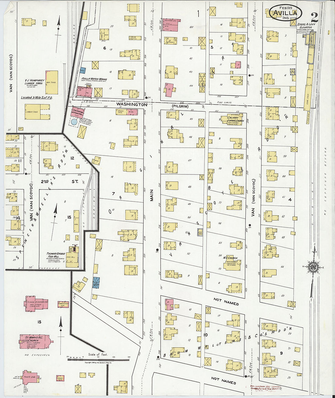 This old map of Avilla, Noble County, Indiana was created by Sanborn Map Company in 1919