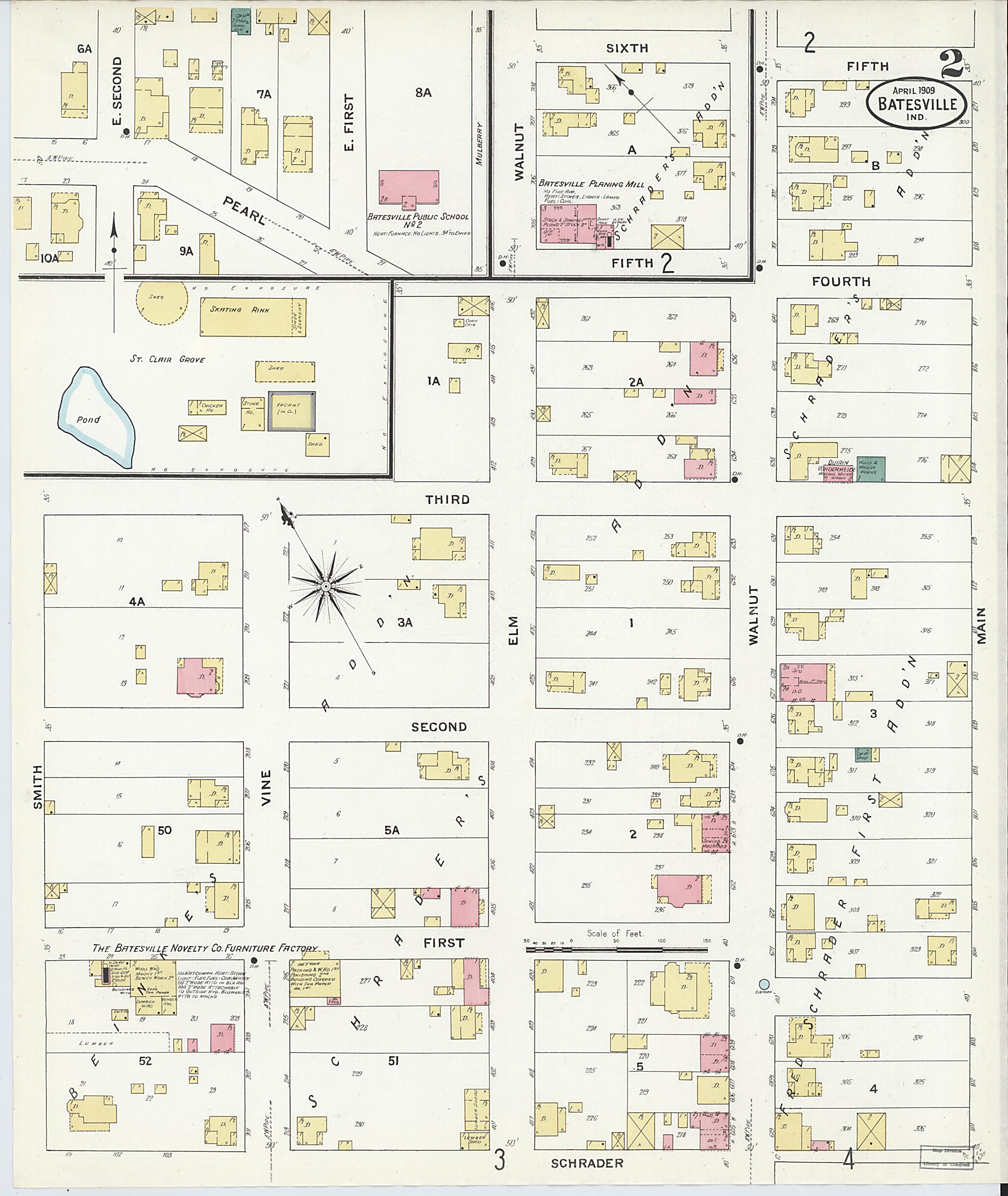 This old map of Batesville, Ripley County, Indiana was created by Sanborn Map Company in 1909