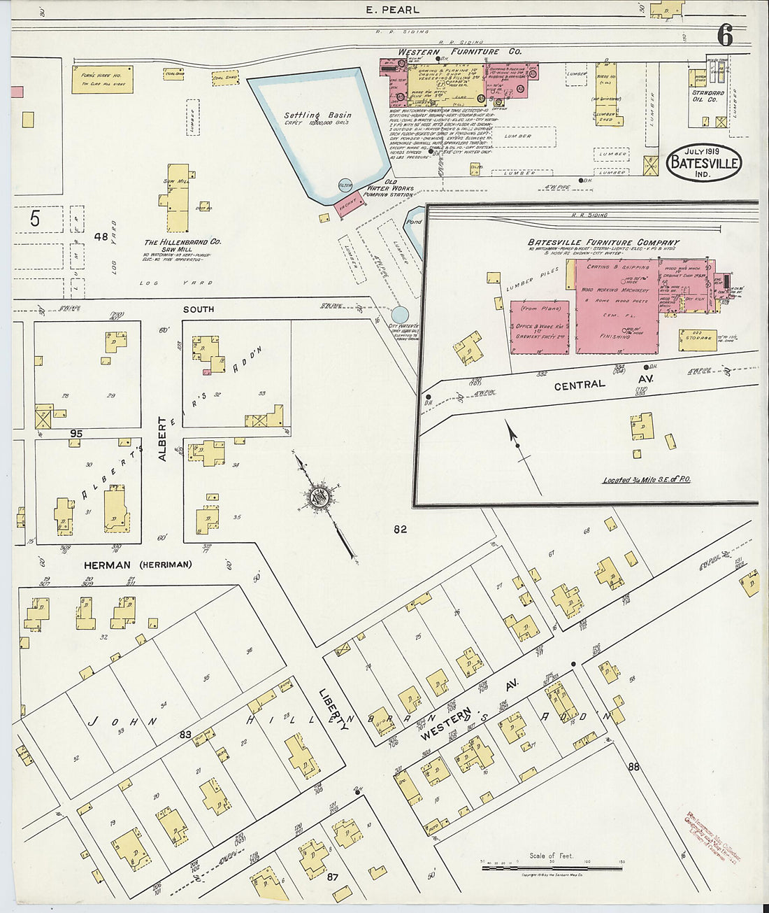 This old map of Batesville, Ripley County, Indiana was created by Sanborn Map Company in 1919