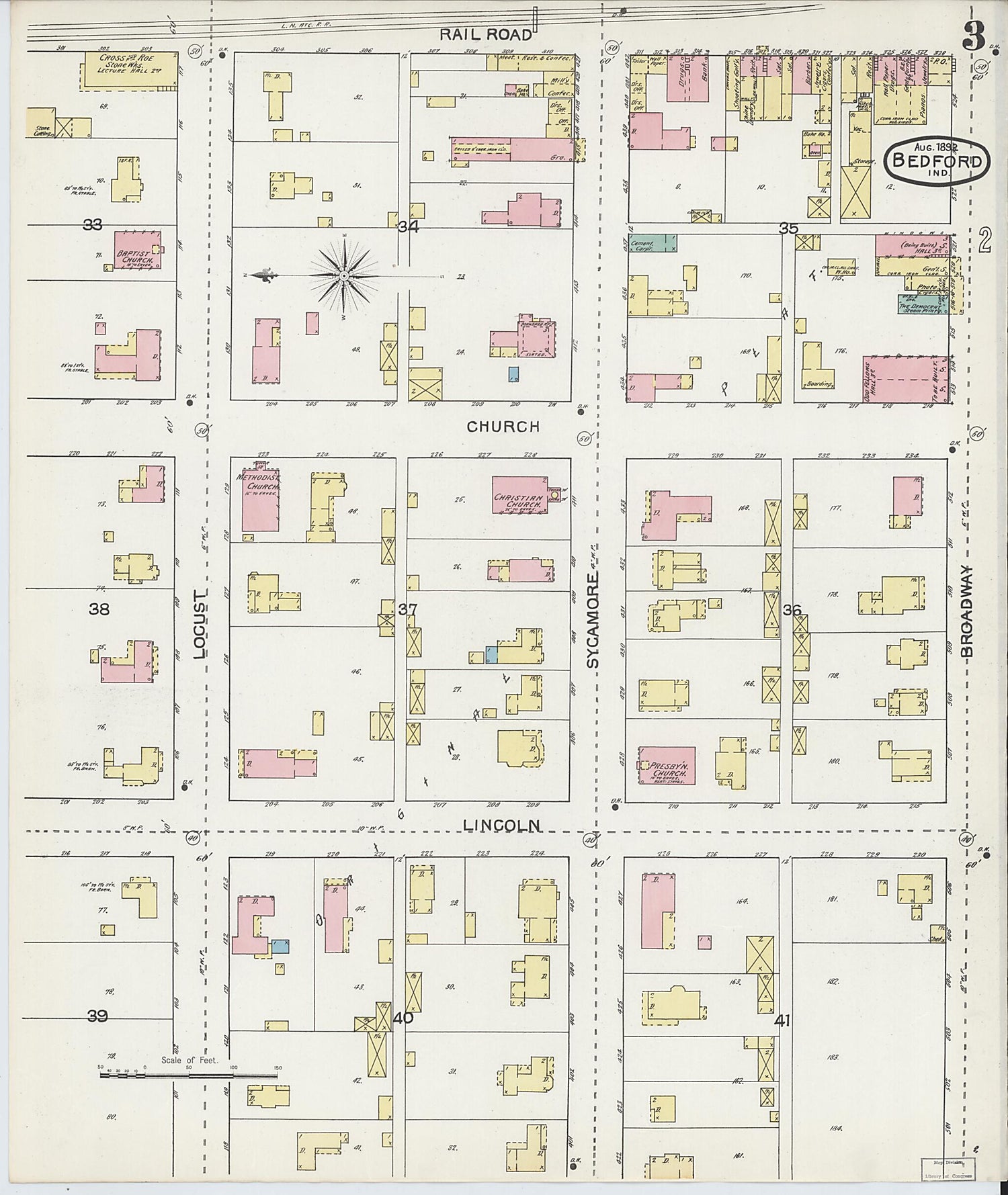 This old map of Bedford, Lawrence County, Indiana was created by Sanborn Map Company in 1892