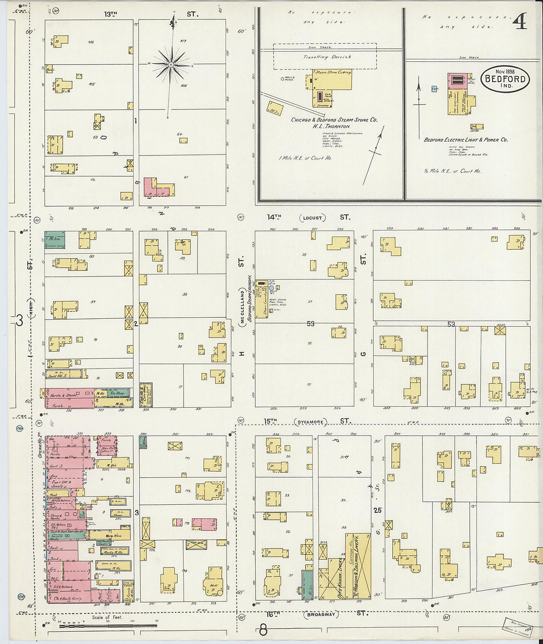 This old map of Bedford, Lawrence County, Indiana was created by Sanborn Map Company in 1898