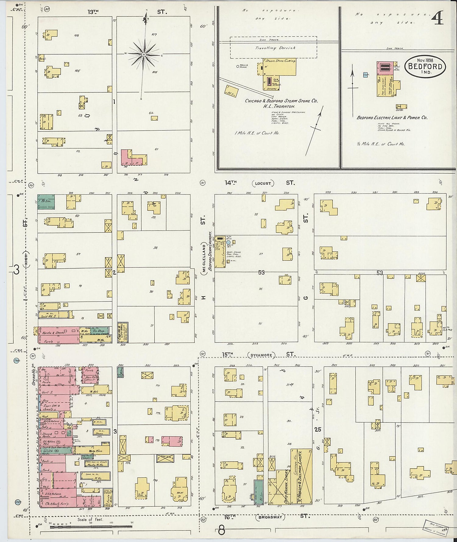 This old map of Bedford, Lawrence County, Indiana was created by Sanborn Map Company in 1898