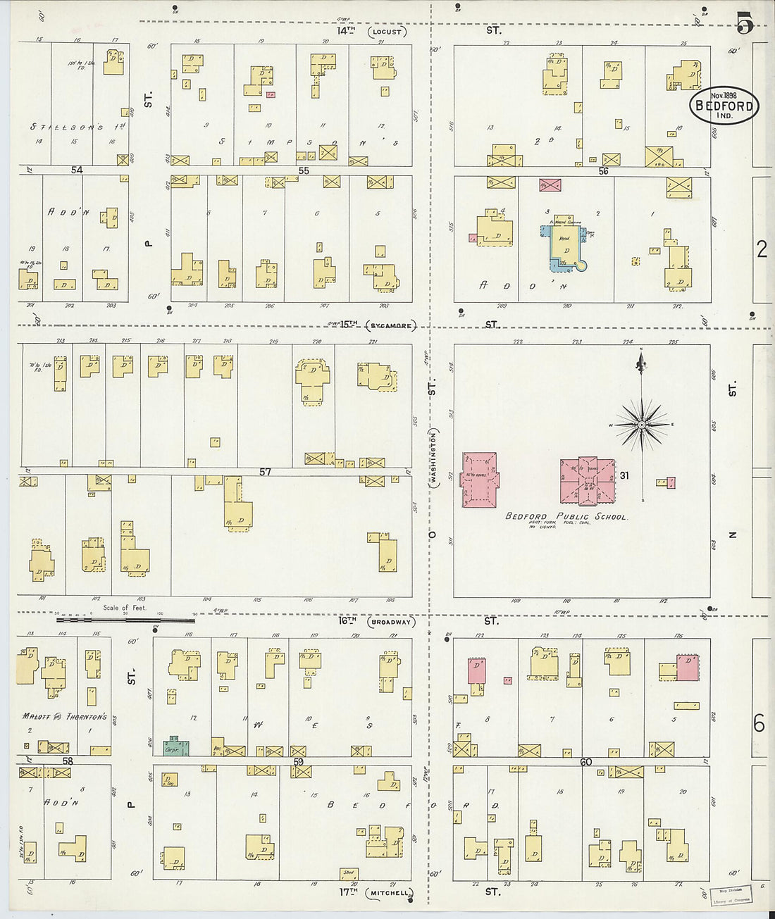 This old map of Bedford, Lawrence County, Indiana was created by Sanborn Map Company in 1898