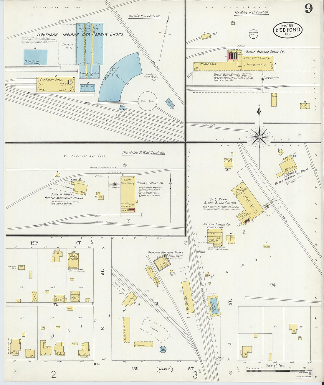 This old map of Bedford, Lawrence County, Indiana was created by Sanborn Map Company in 1898