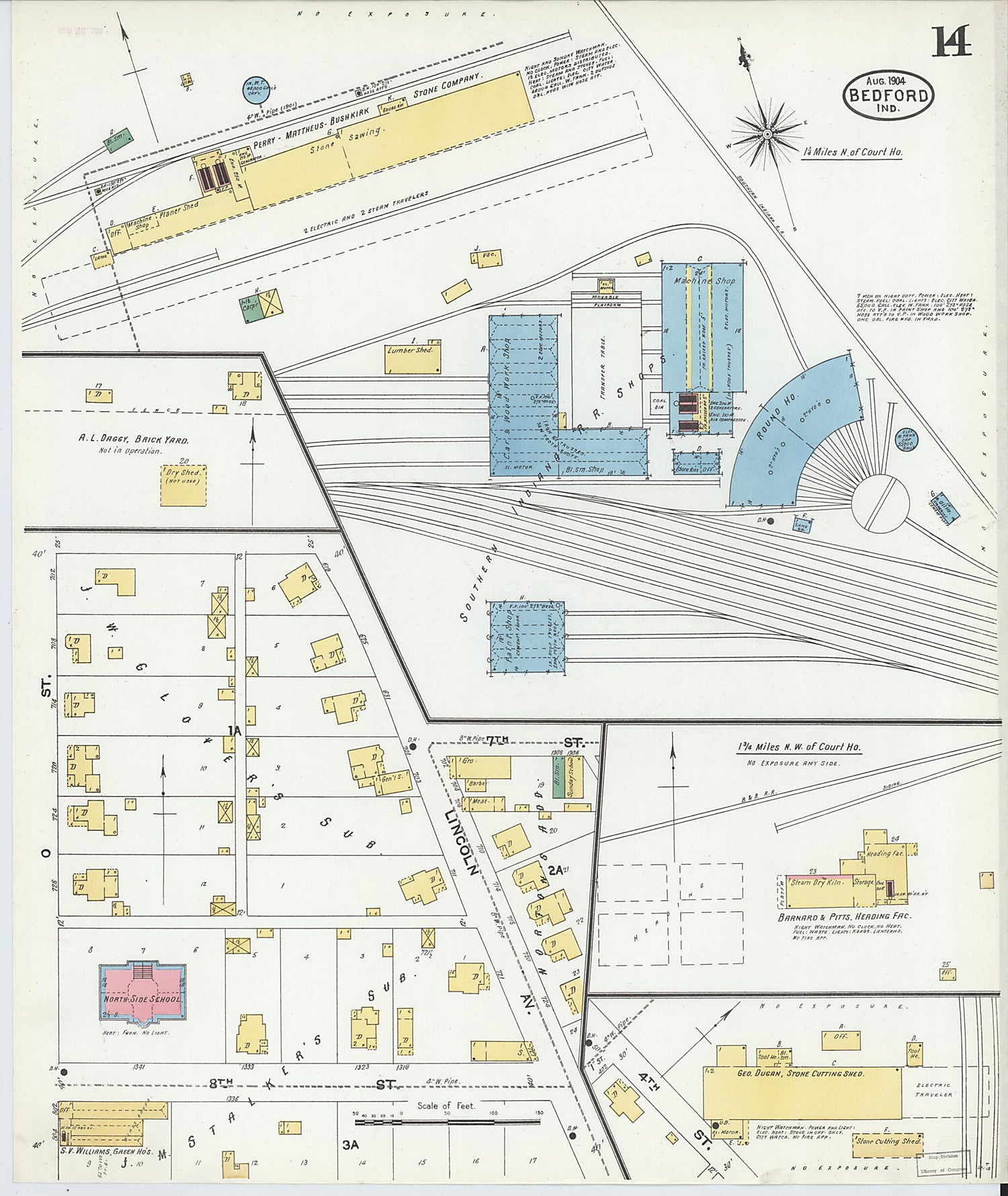 This old map of Bedford, Lawrence County, Indiana was created by Sanborn Map Company in 1904