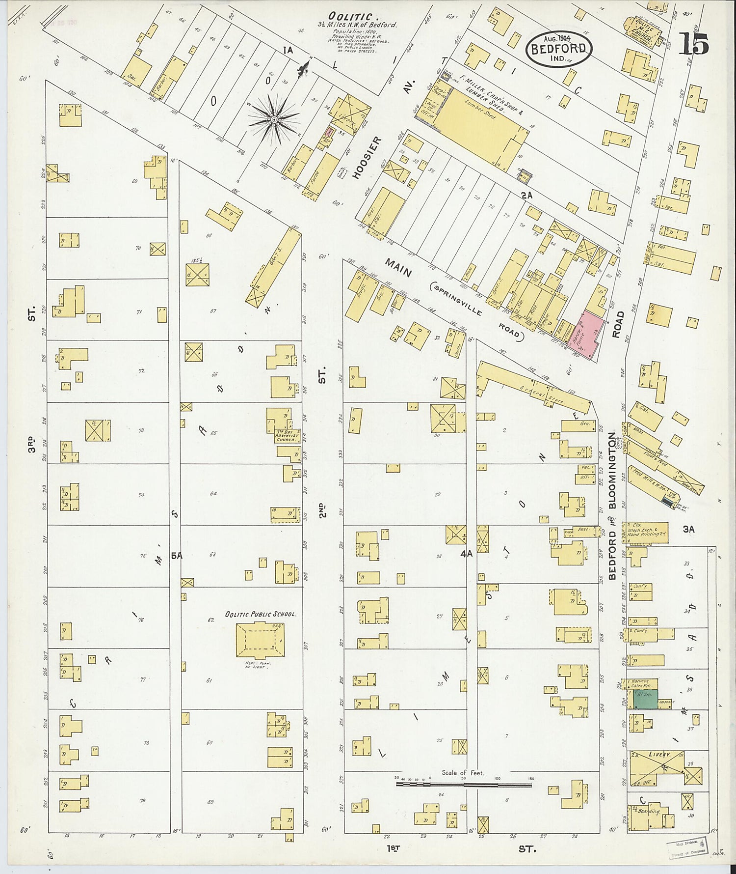 This old map of Bedford, Lawrence County, Indiana was created by Sanborn Map Company in 1904