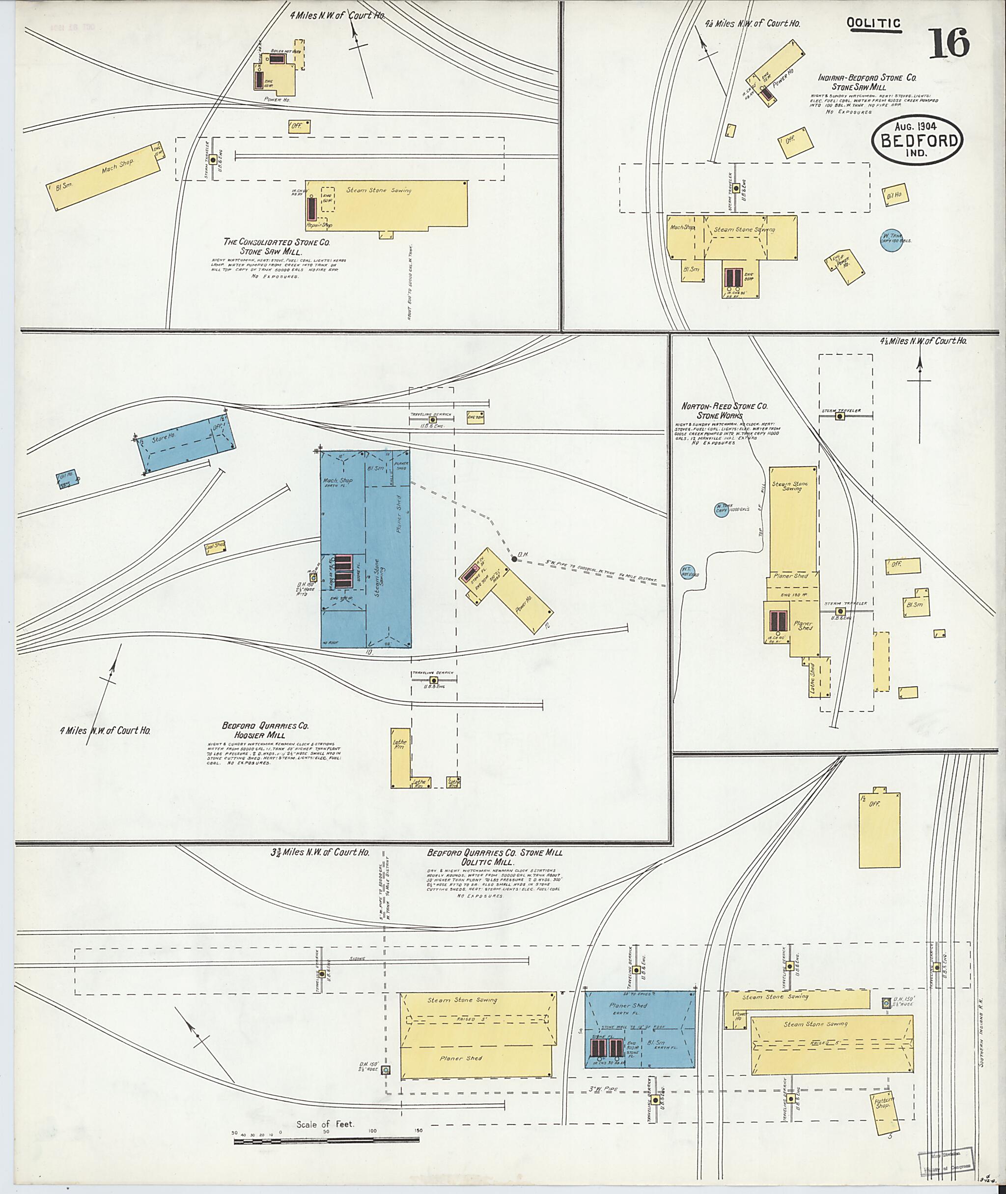 This old map of Bedford, Lawrence County, Indiana was created by Sanborn Map Company in 1904