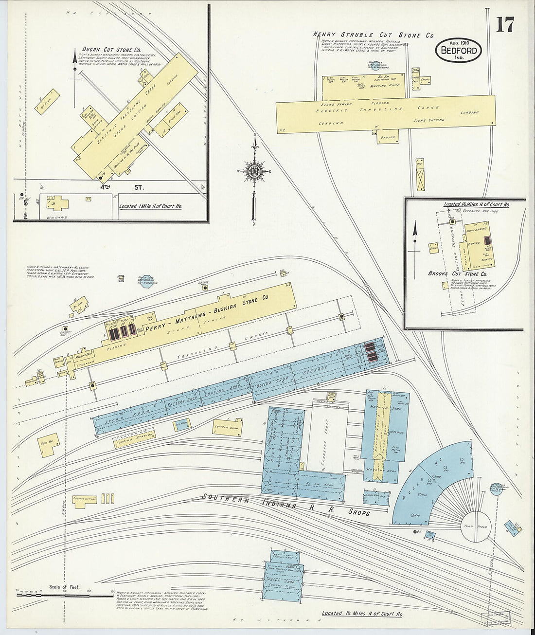 This old map of Bedford, Lawrence County, Indiana was created by Sanborn Map Company in 1910