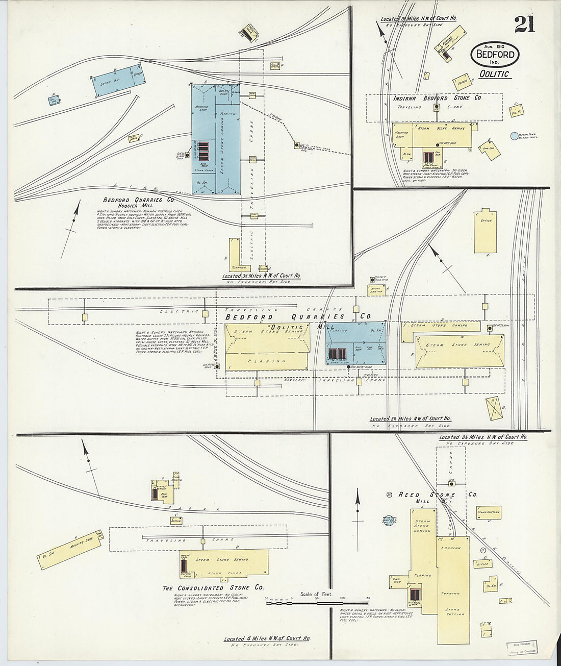 This old map of Bedford, Lawrence County, Indiana was created by Sanborn Map Company in 1910