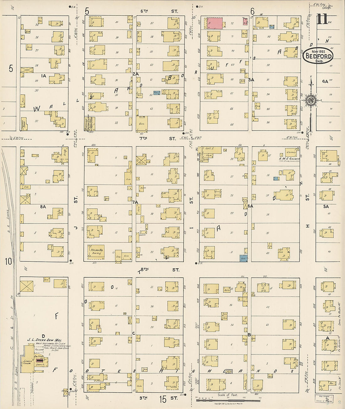 This old map of Oolitic, Lawrence County, Indiana was created by Sanborn Map Company in 1922