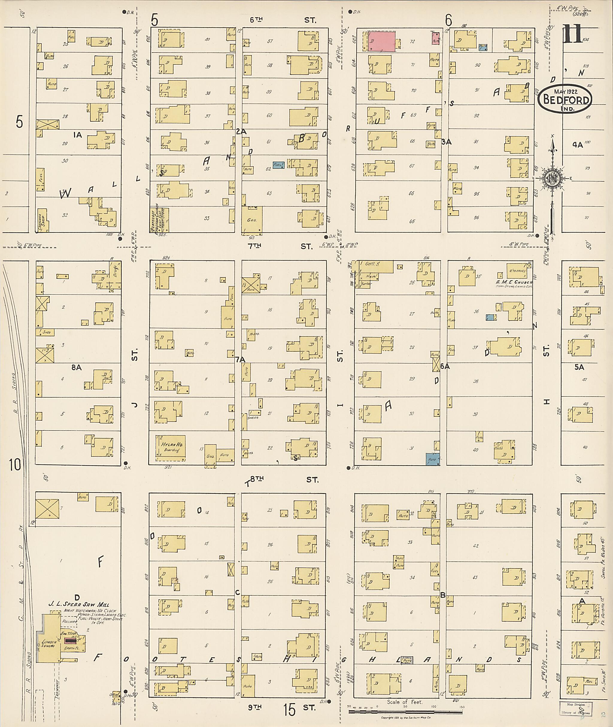 This old map of Oolitic, Lawrence County, Indiana was created by Sanborn Map Company in 1922