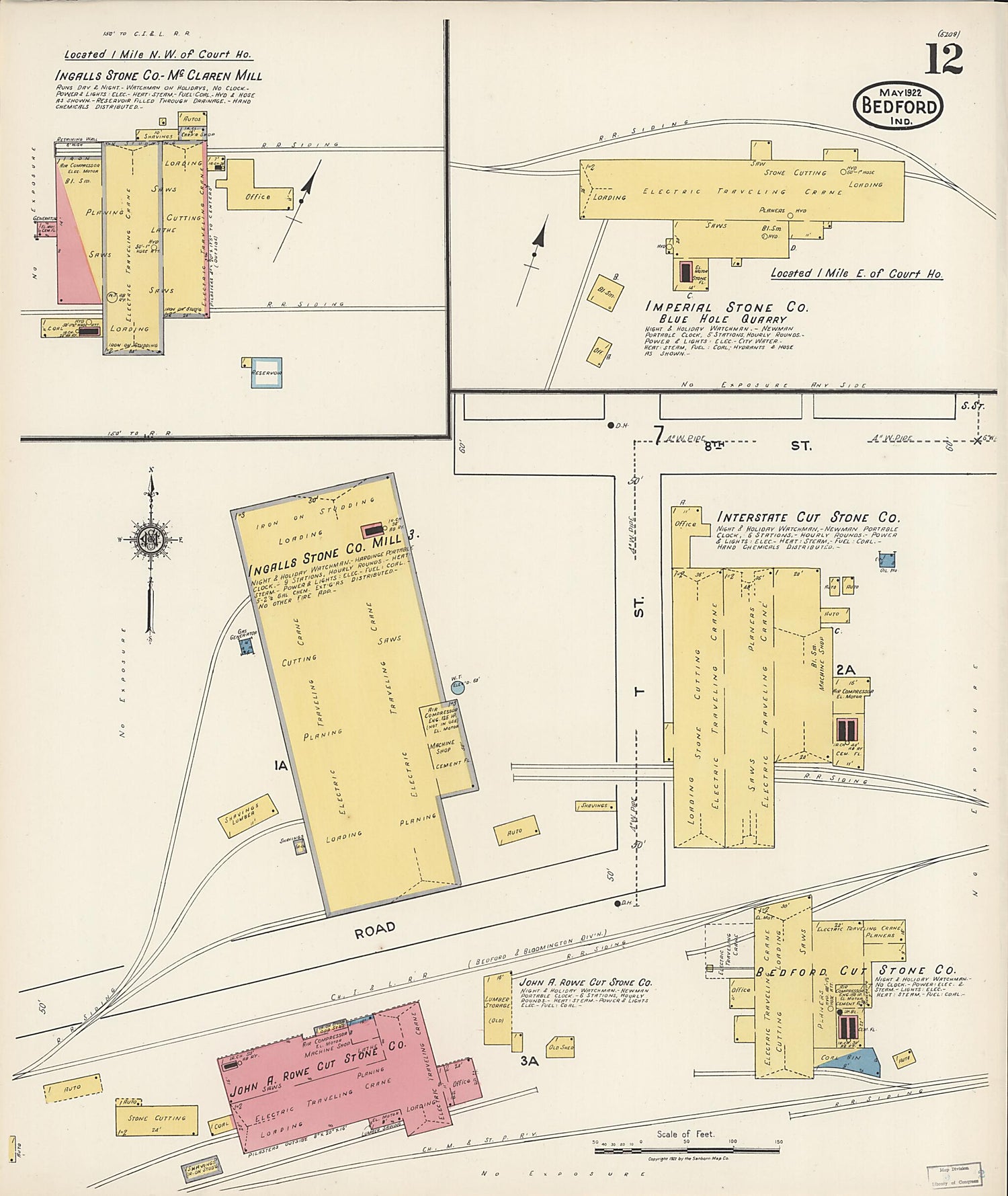 This old map of Oolitic, Lawrence County, Indiana was created by Sanborn Map Company in 1922