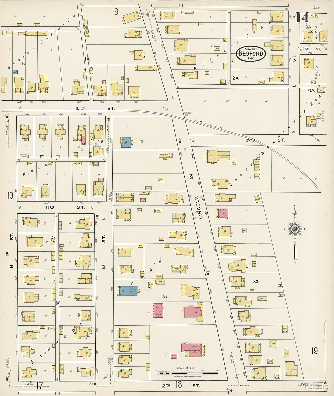 This old map of Oolitic, Lawrence County, Indiana was created by Sanborn Map Company in 1922