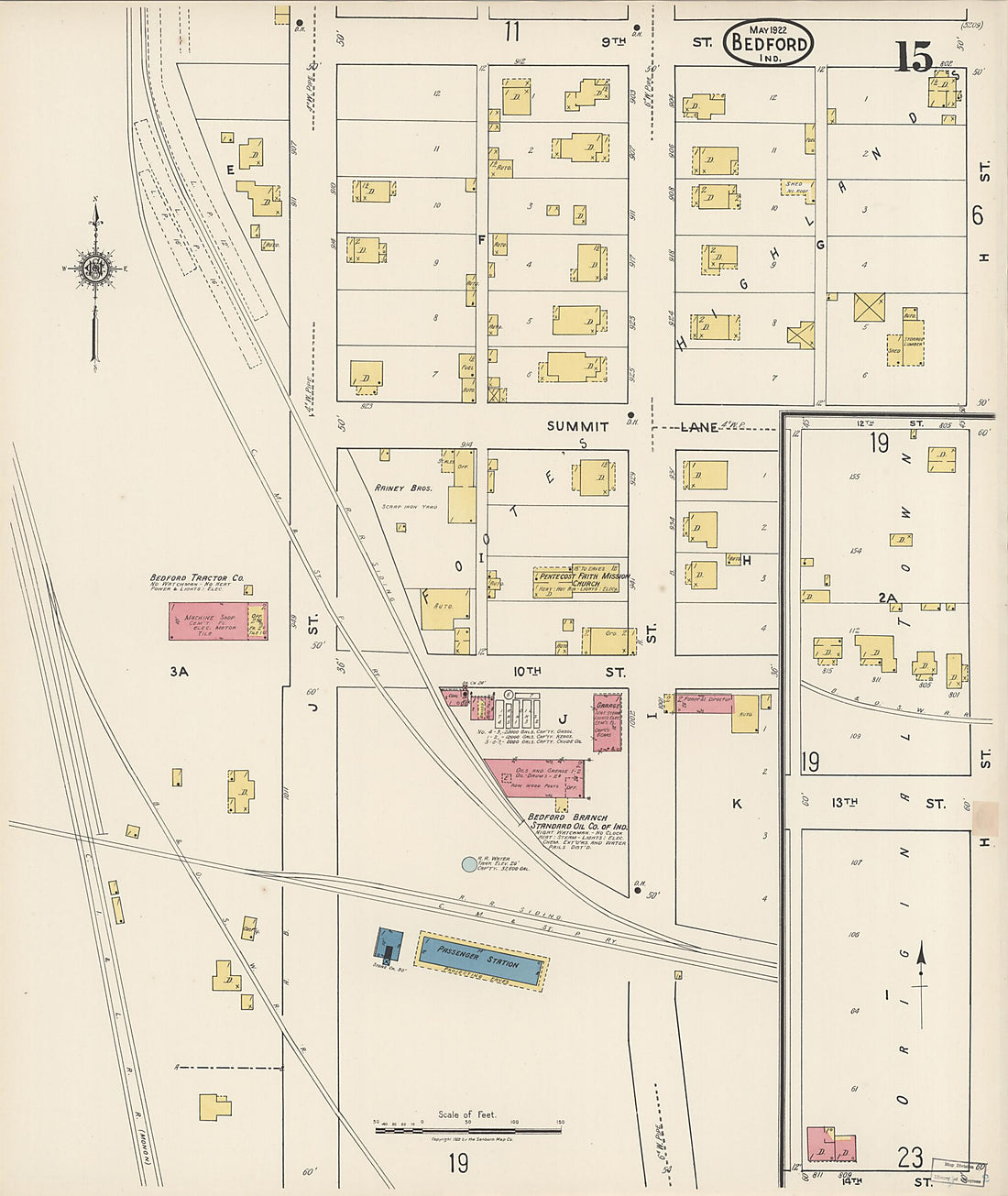 This old map of Oolitic, Lawrence County, Indiana was created by Sanborn Map Company in 1922