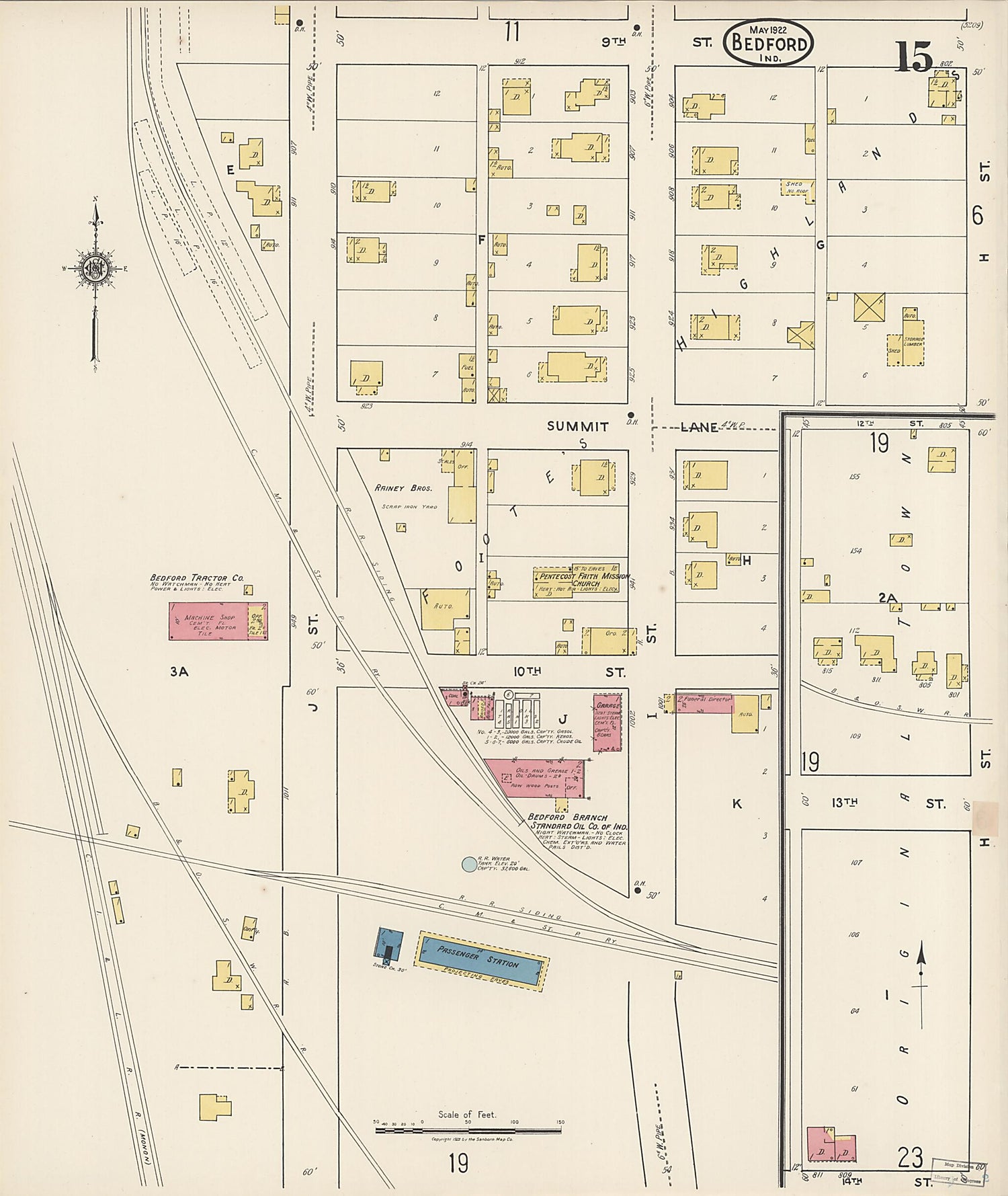 This old map of Oolitic, Lawrence County, Indiana was created by Sanborn Map Company in 1922